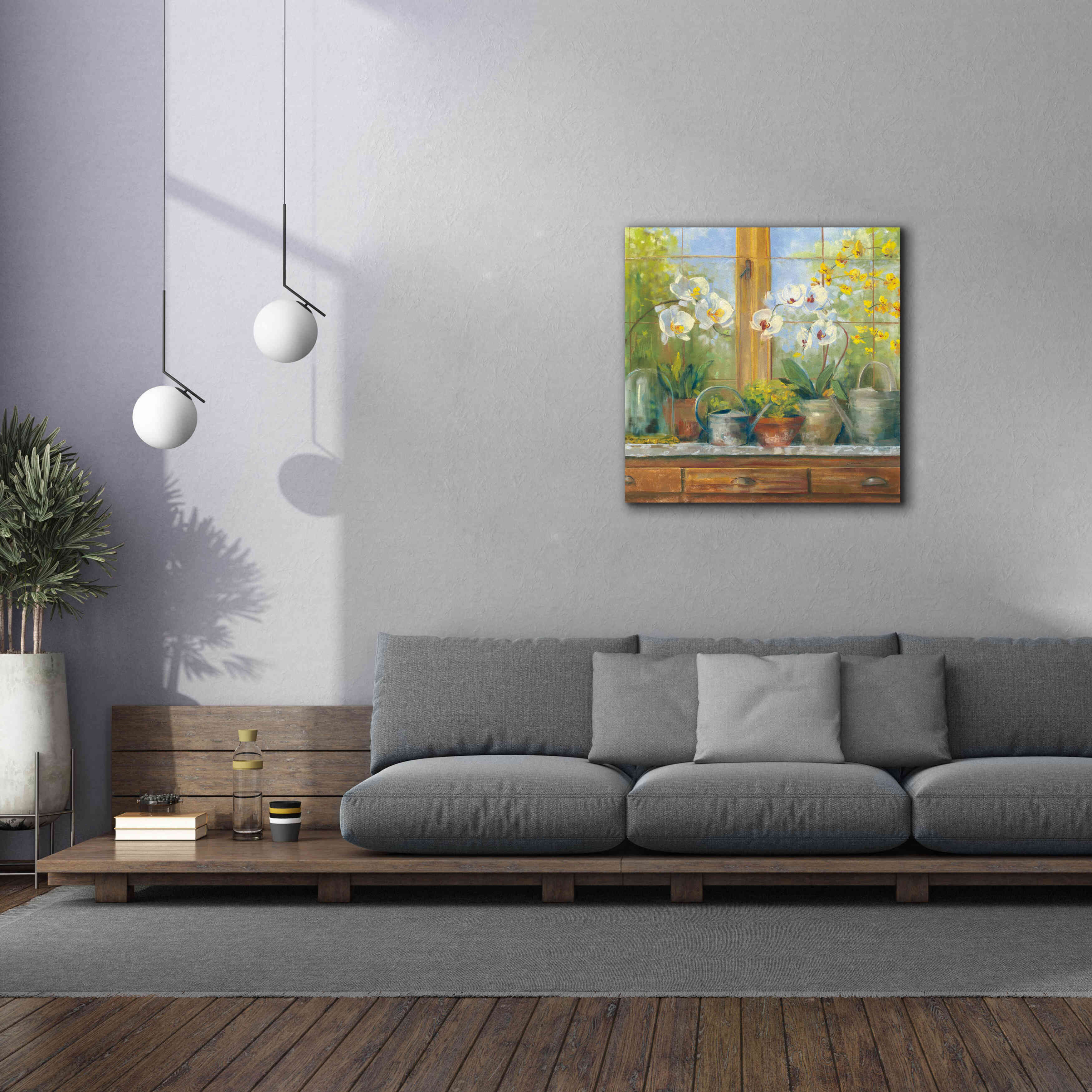'Gardeners Table Orchids' by Carol Rowan, Giclee Canvas Wall Art,37x37