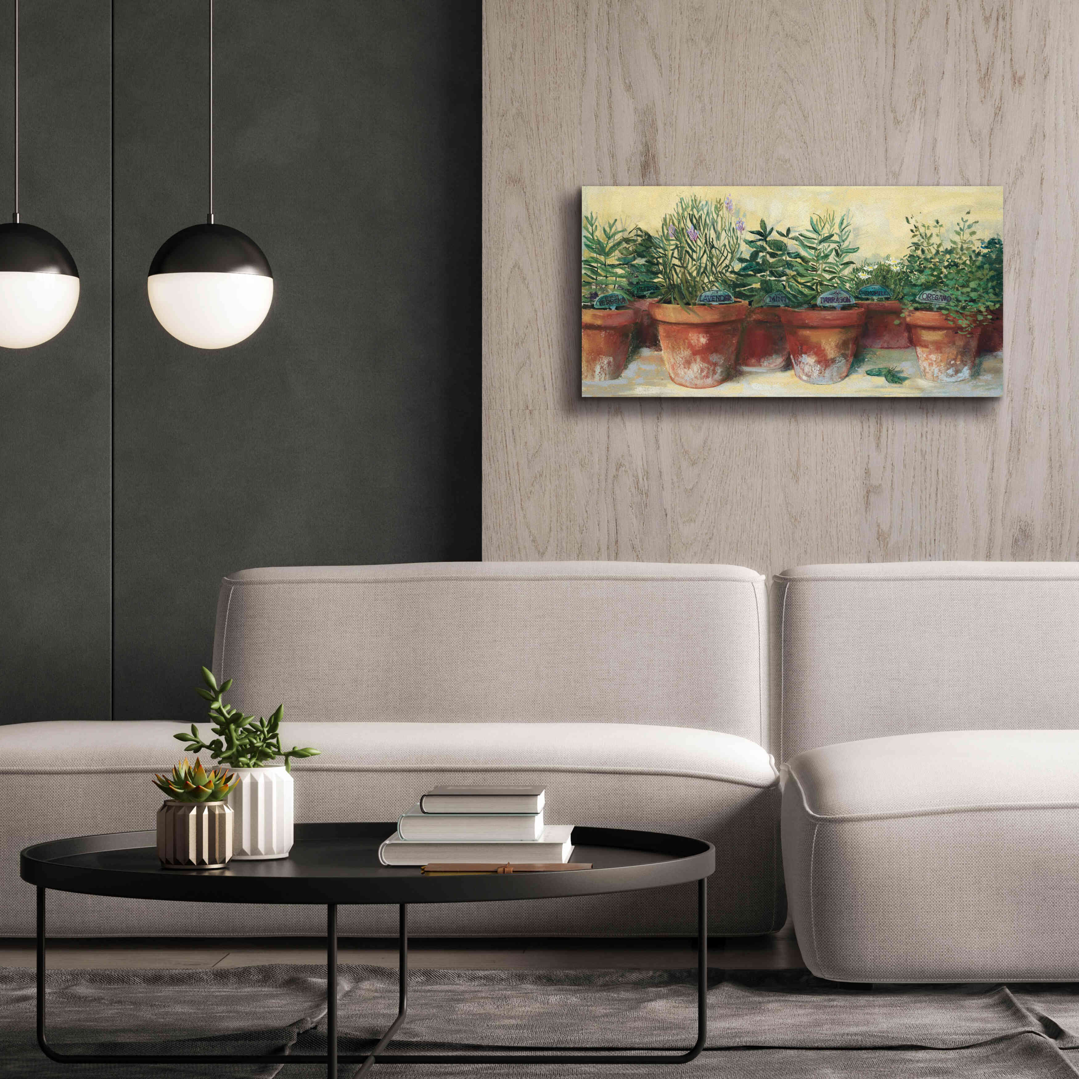 'Potted Herbs I' by Carol Rowan, Giclee Canvas Wall Art,40x20