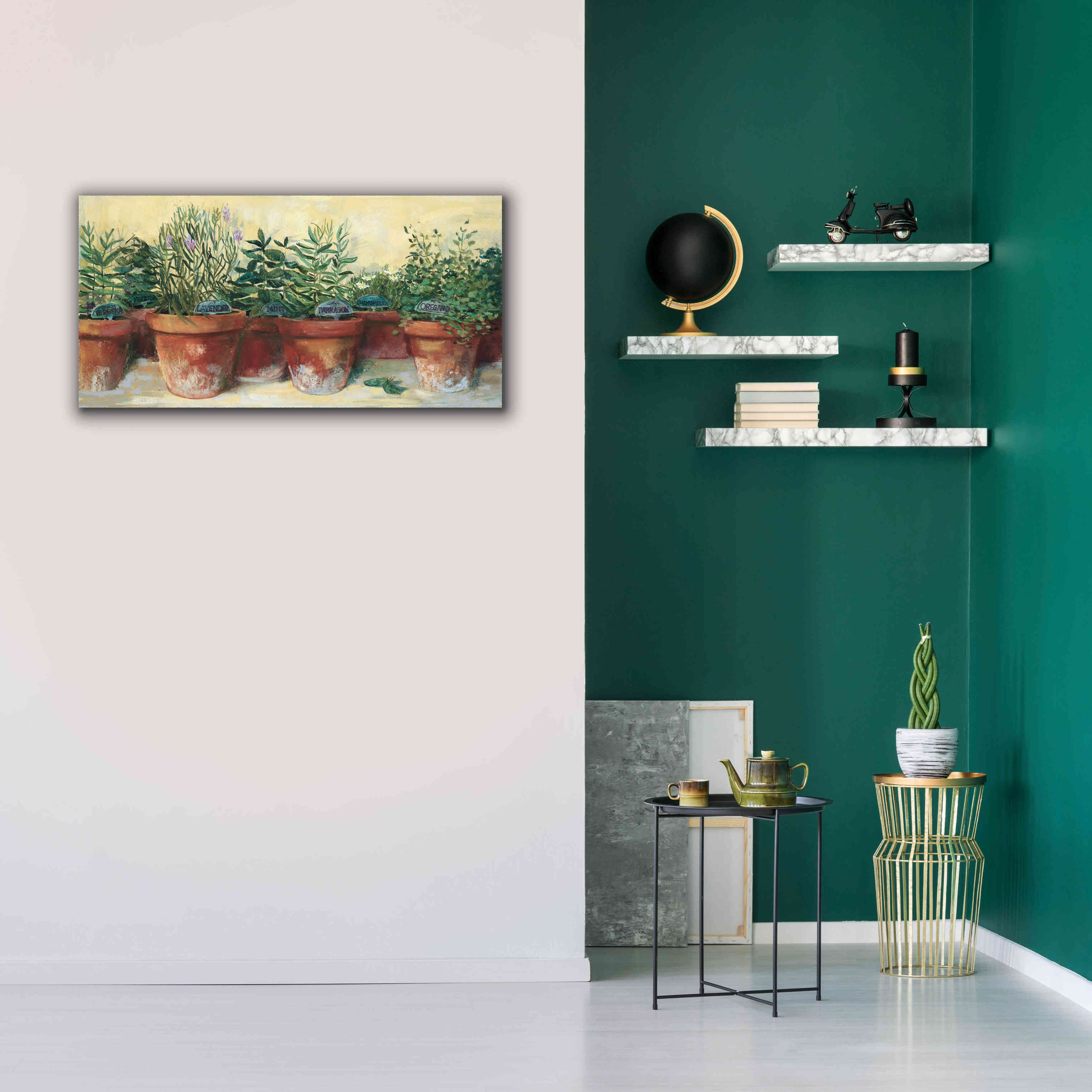 'Potted Herbs I' by Carol Rowan, Giclee Canvas Wall Art,40x20