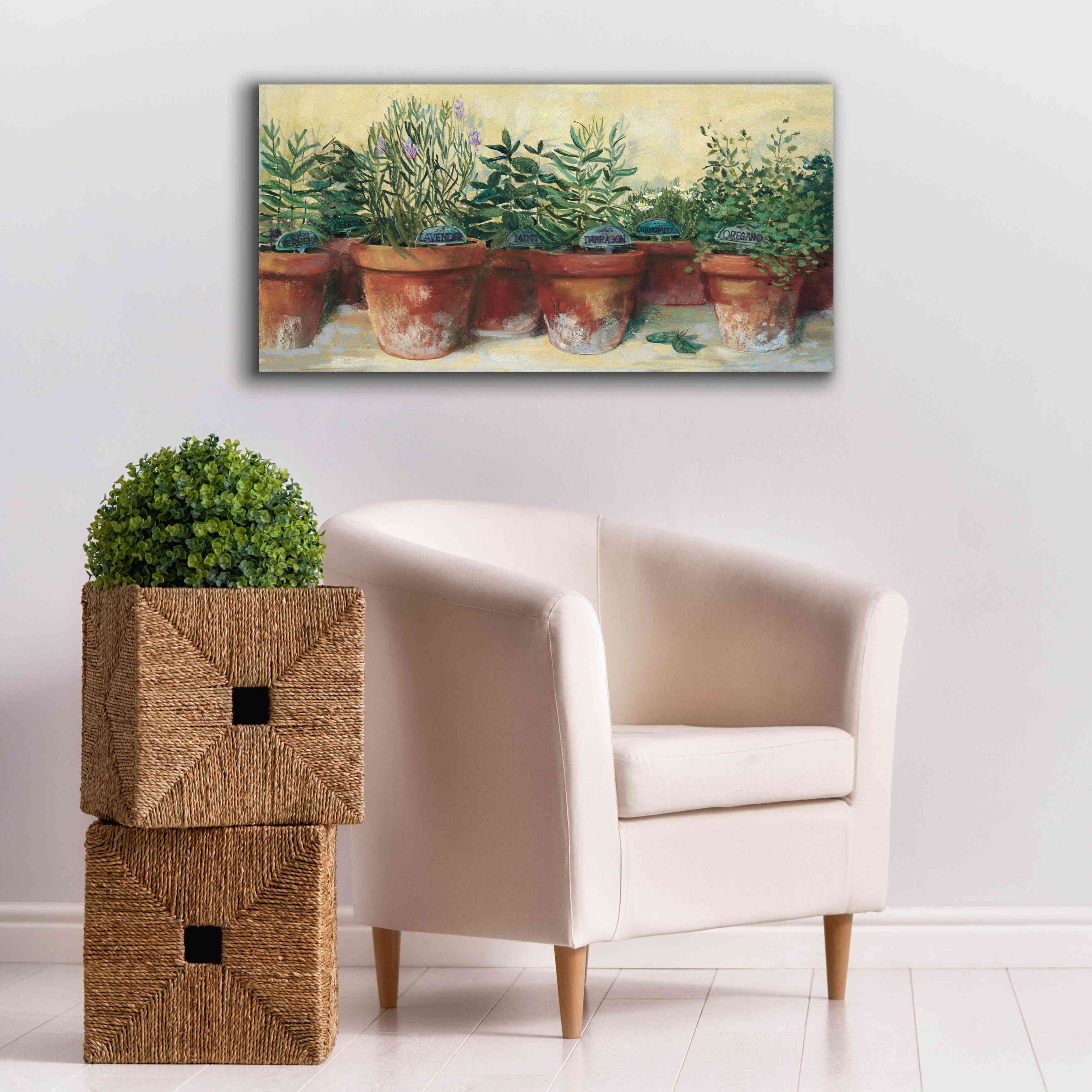'Potted Herbs I' by Carol Rowan, Giclee Canvas Wall Art,40x20