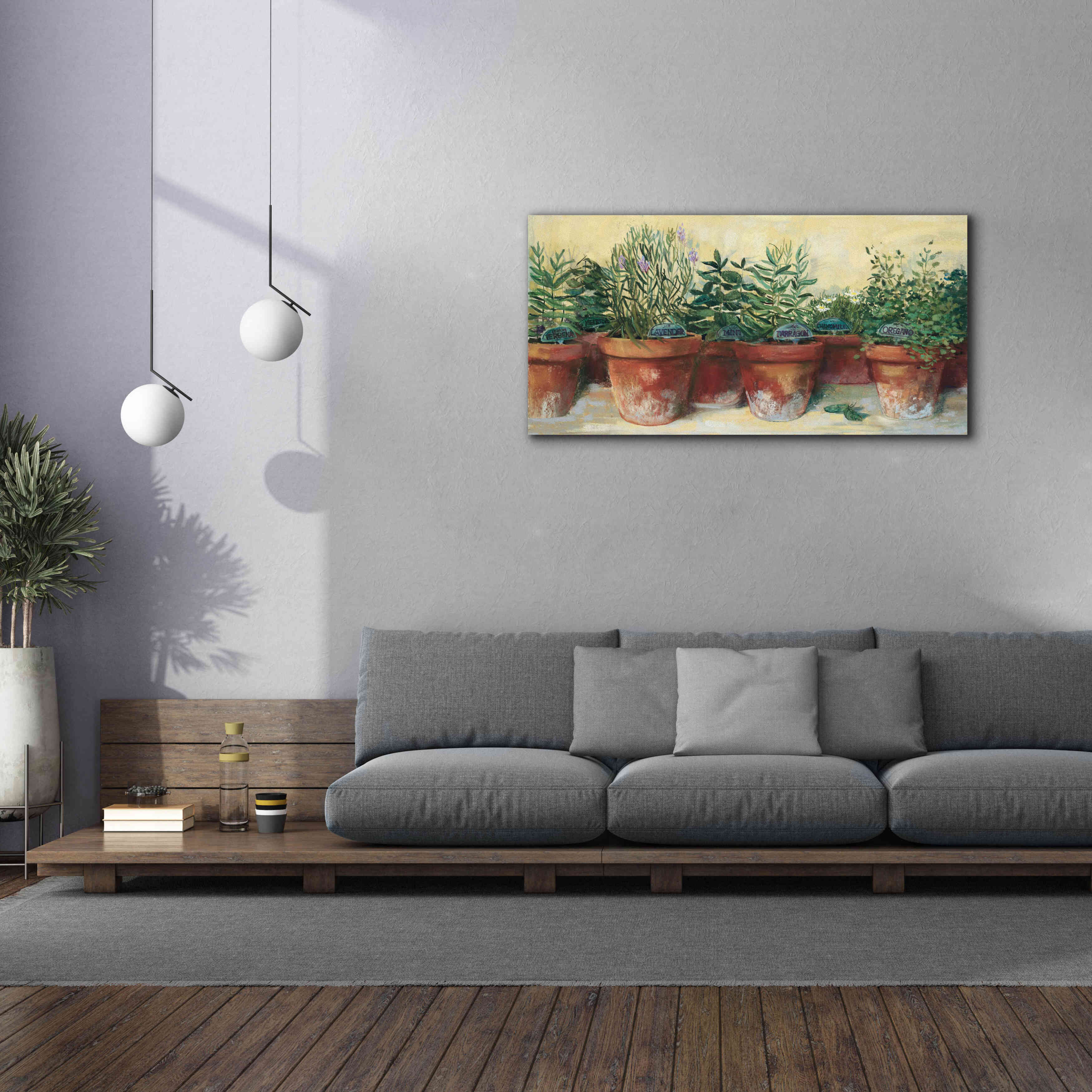 'Potted Herbs I' by Carol Rowan, Giclee Canvas Wall Art,60x30