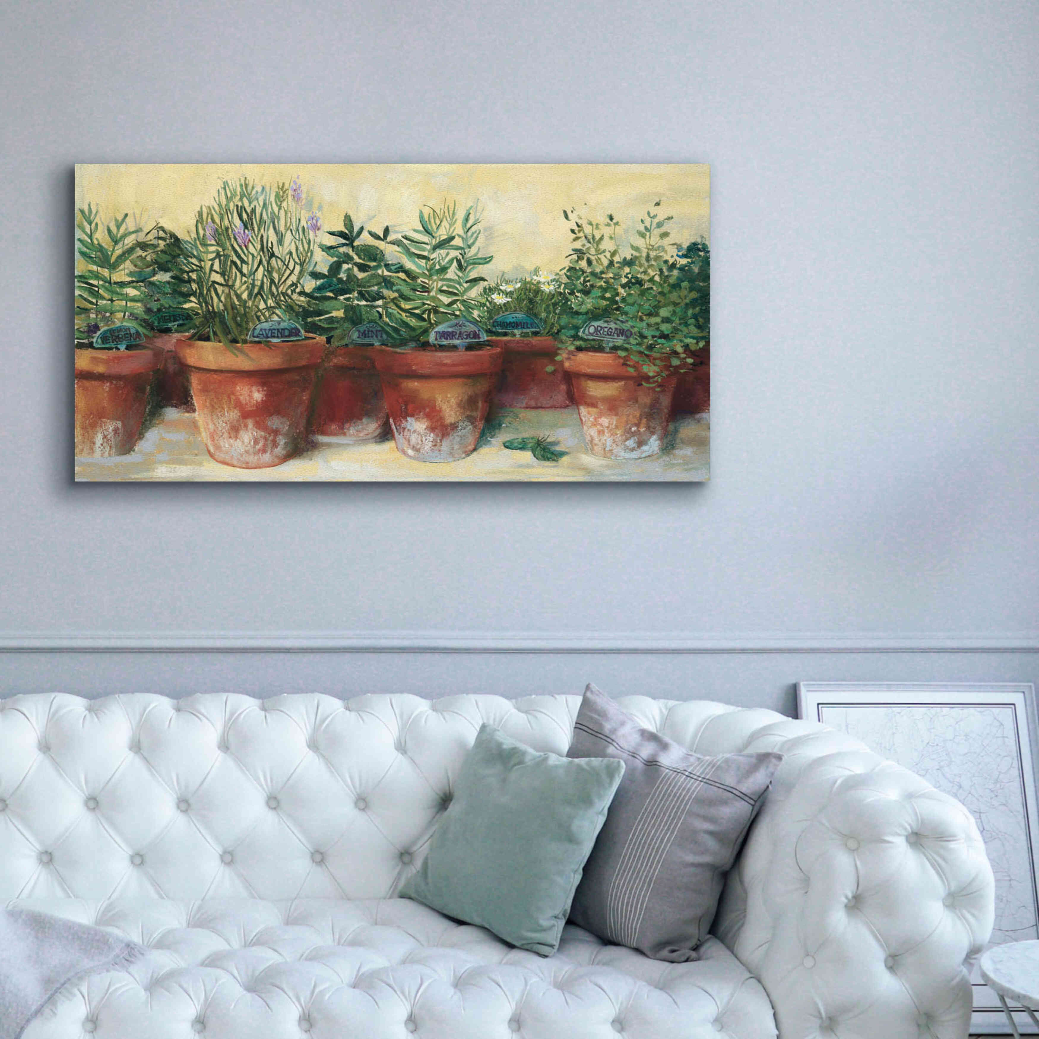 'Potted Herbs I' by Carol Rowan, Giclee Canvas Wall Art,60x30