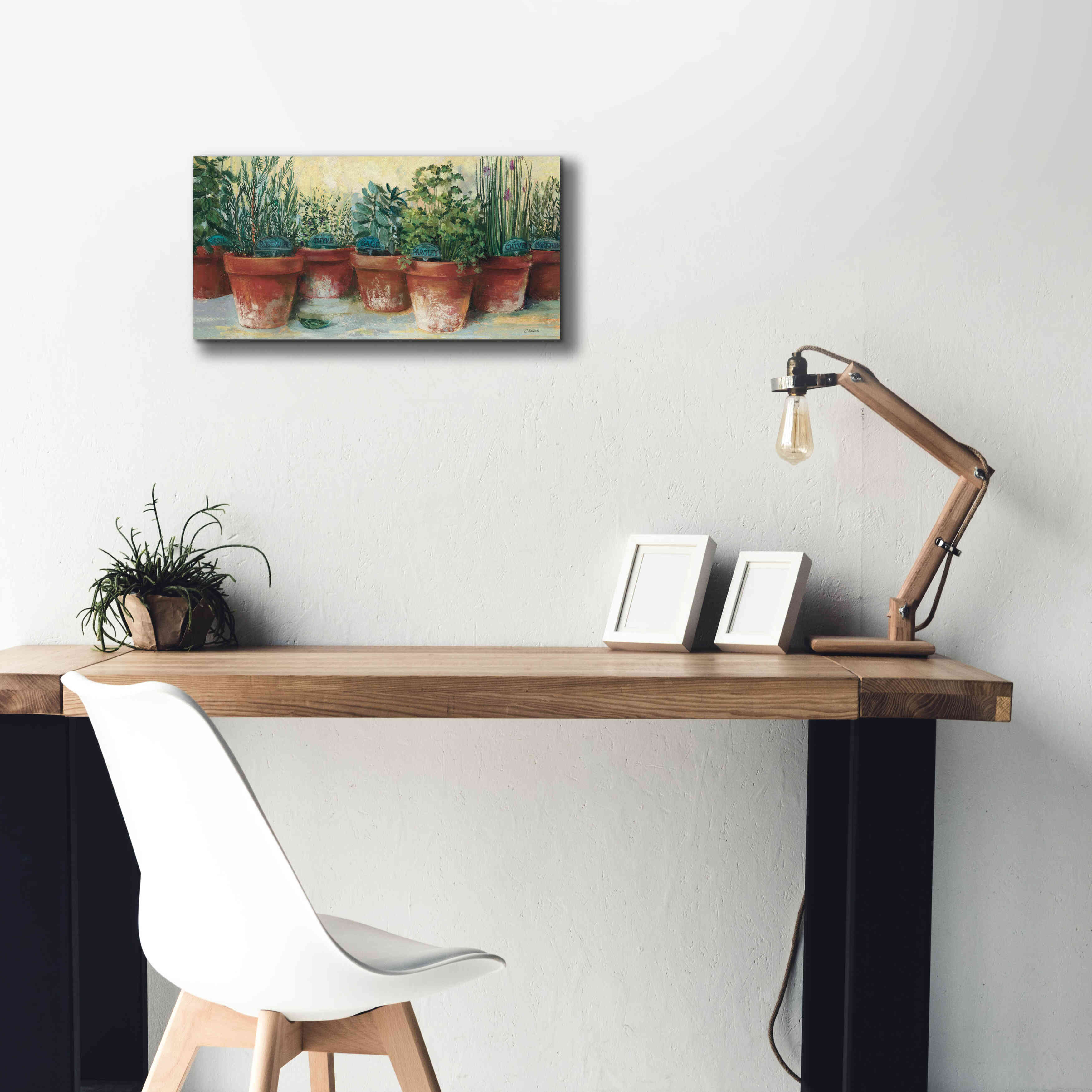 'Potted Herbs II' by Carol Rowan, Giclee Canvas Wall Art,24x12