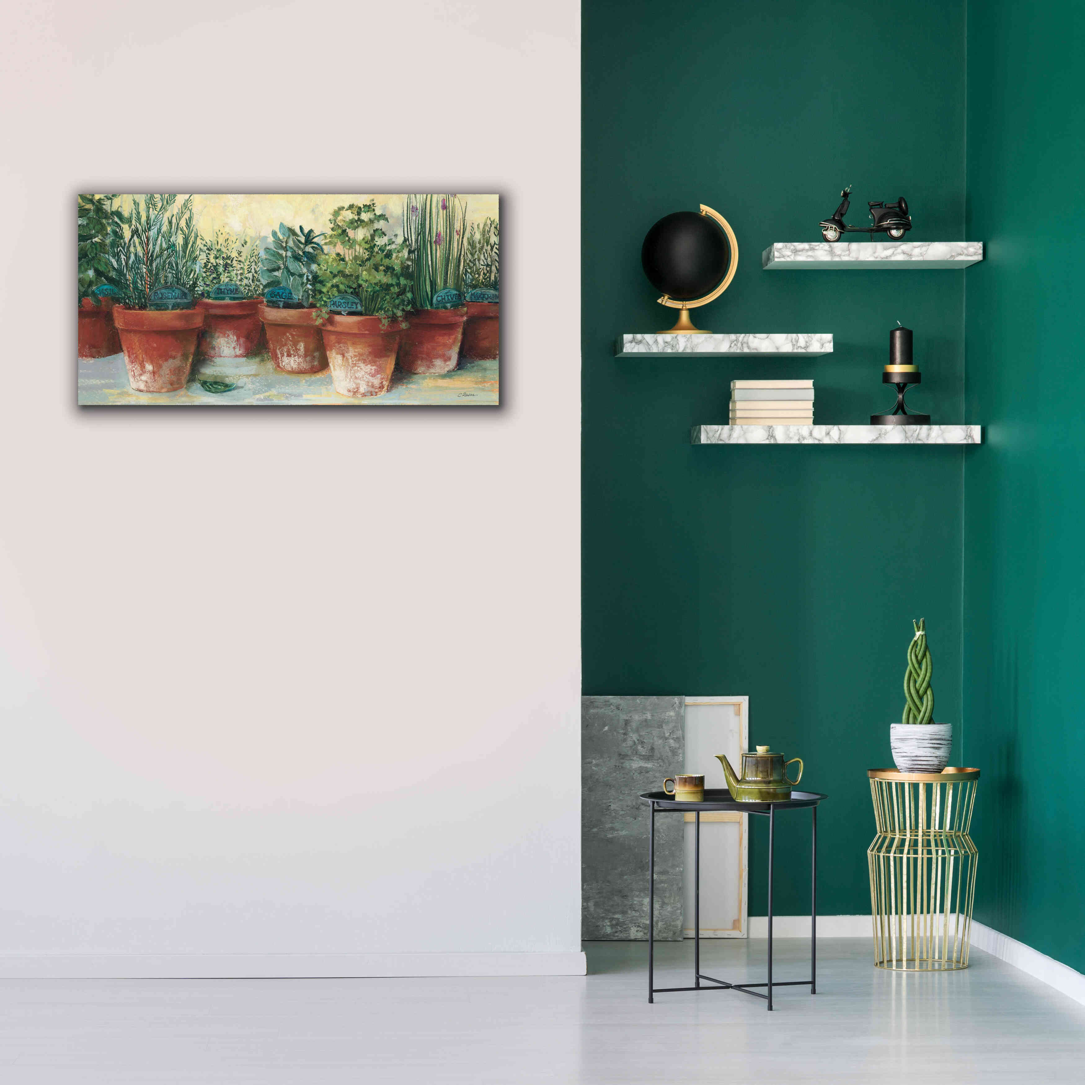 'Potted Herbs II' by Carol Rowan, Giclee Canvas Wall Art,40x20