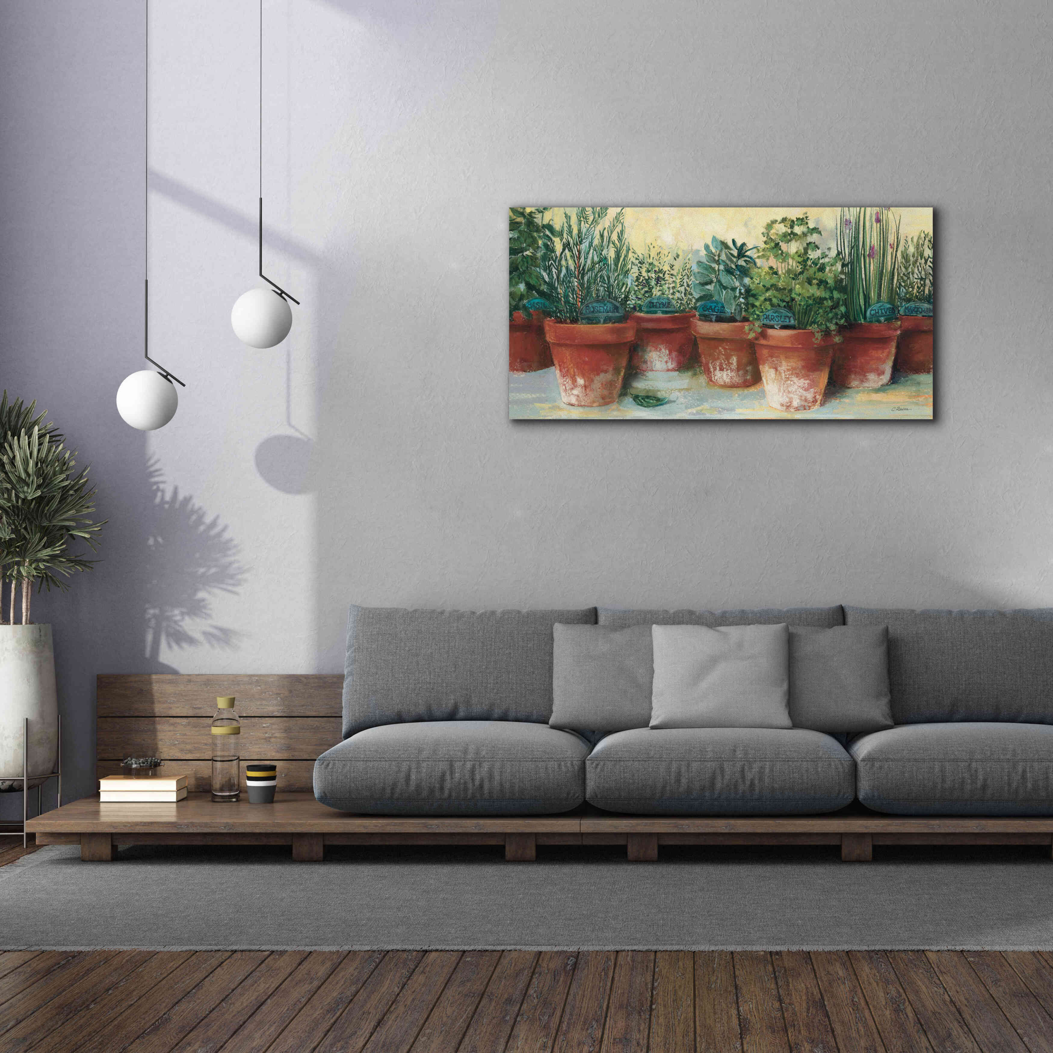 'Potted Herbs II' by Carol Rowan, Giclee Canvas Wall Art,60x30