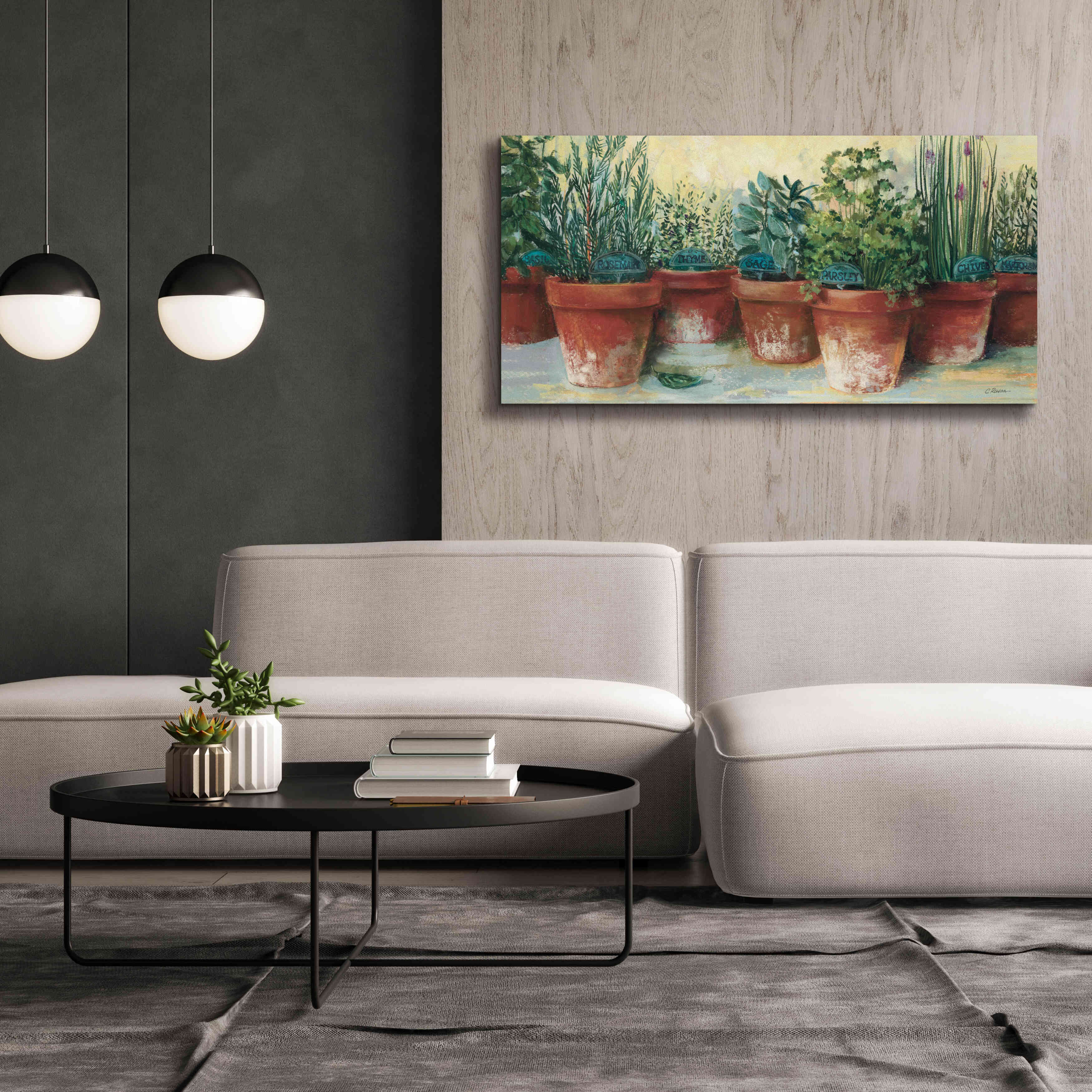 'Potted Herbs II' by Carol Rowan, Giclee Canvas Wall Art,60x30
