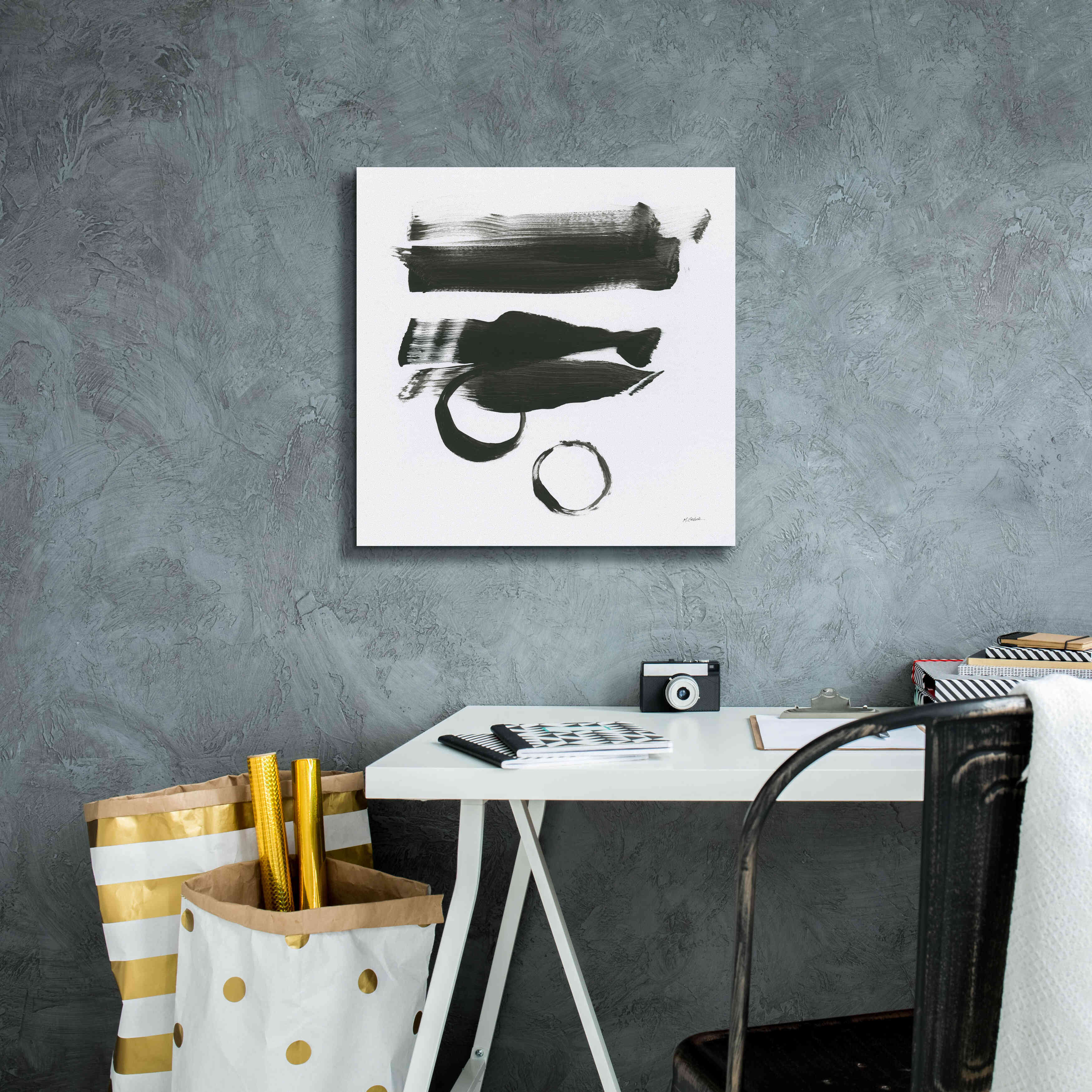'Gold And Black Elements XVI' by Mike Schick, Giclee Canvas Wall Art,18x18