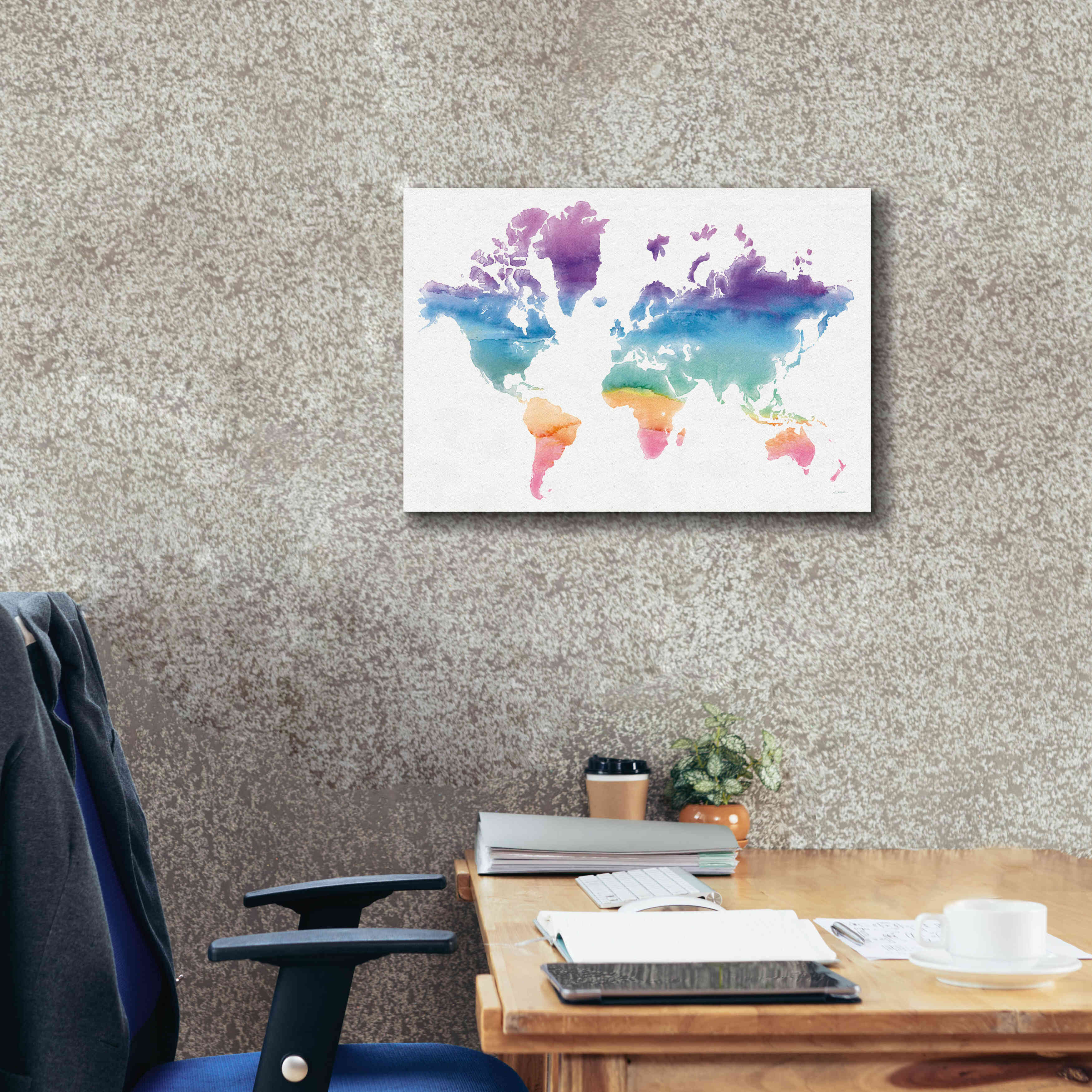 'Watercolor World' by Mike Schick, Giclee Canvas Wall Art,26x18
