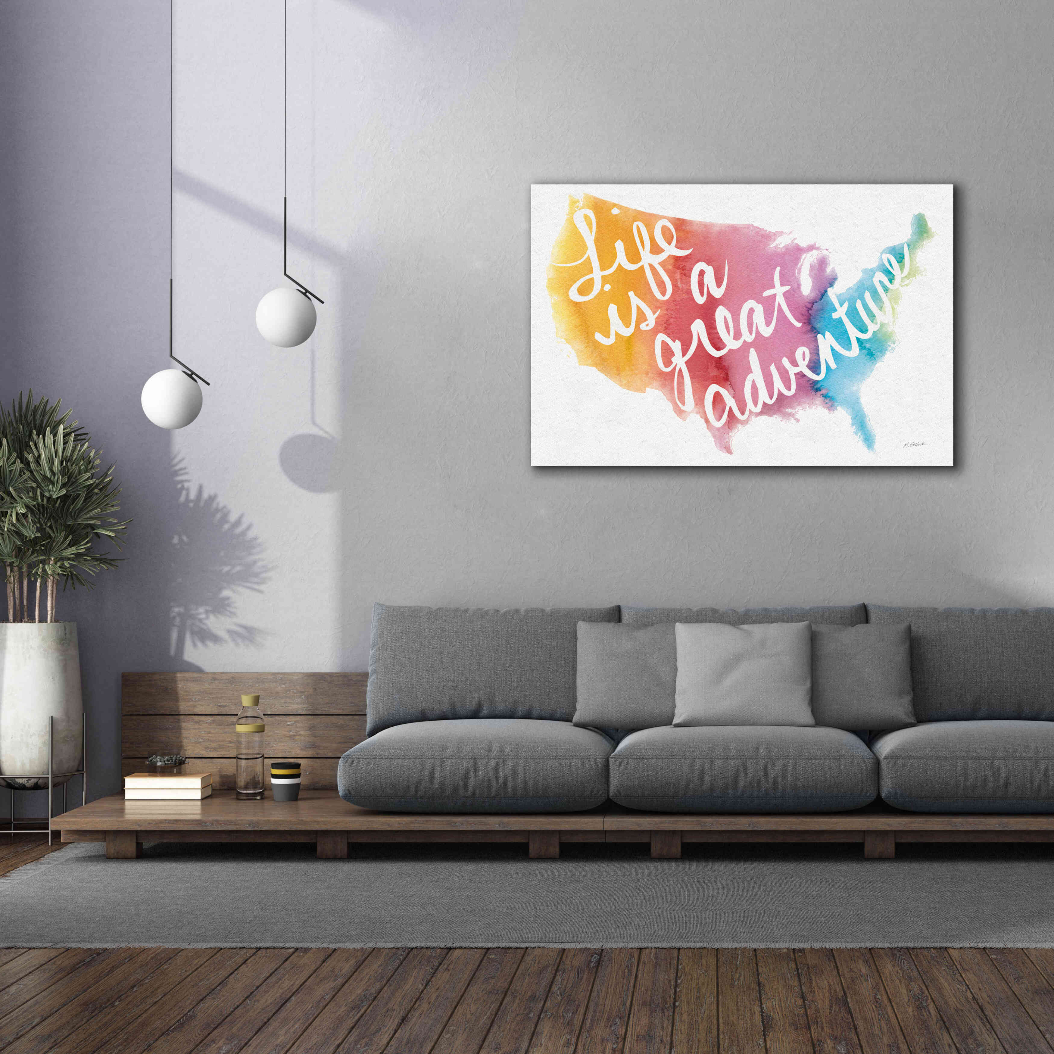 'Watercolor Usa' by Mike Schick, Giclee Canvas Wall Art,60x40