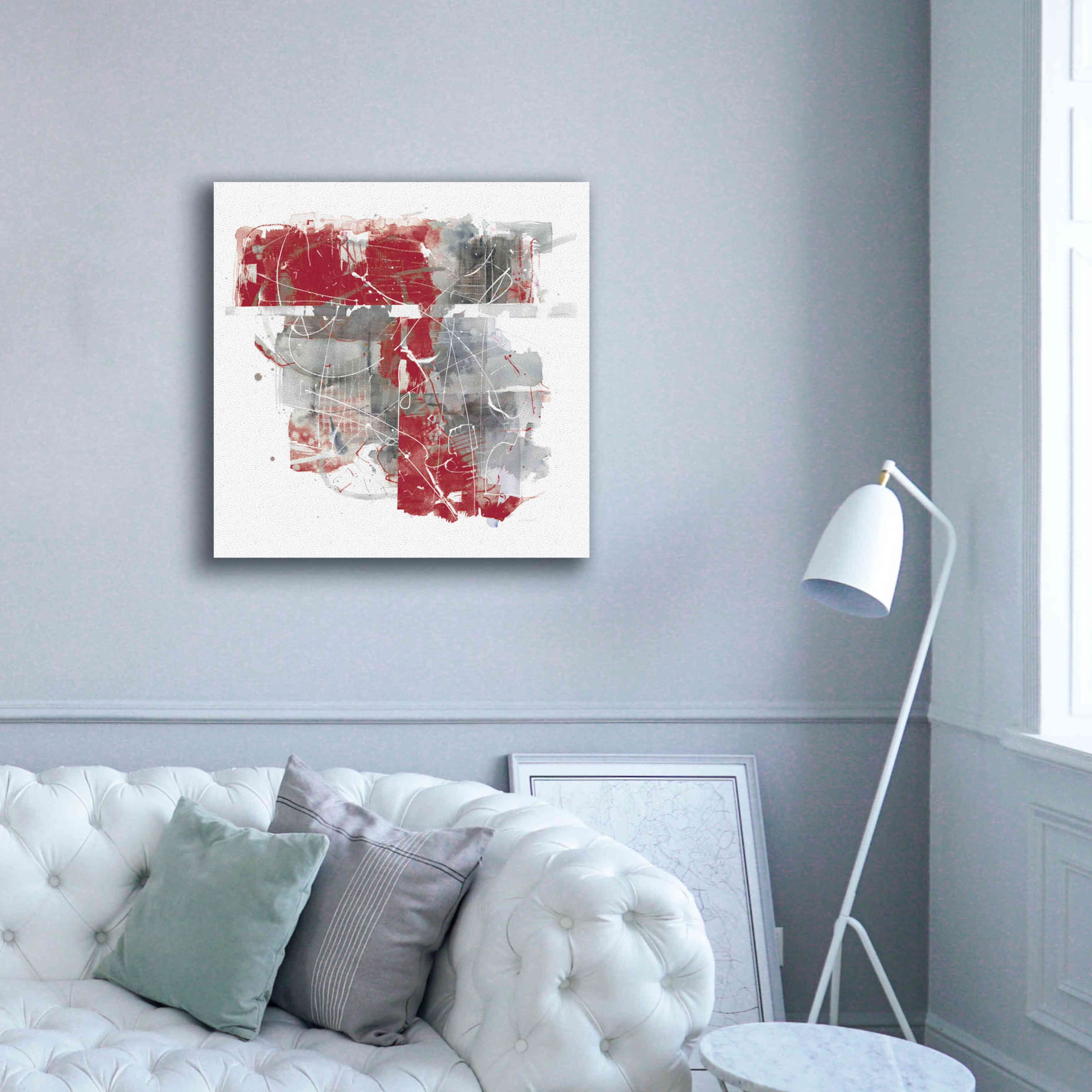 'Moving In And Out Of Traffic II Red Grey' by Mike Schick, Giclee Canvas Wall Art,37x37