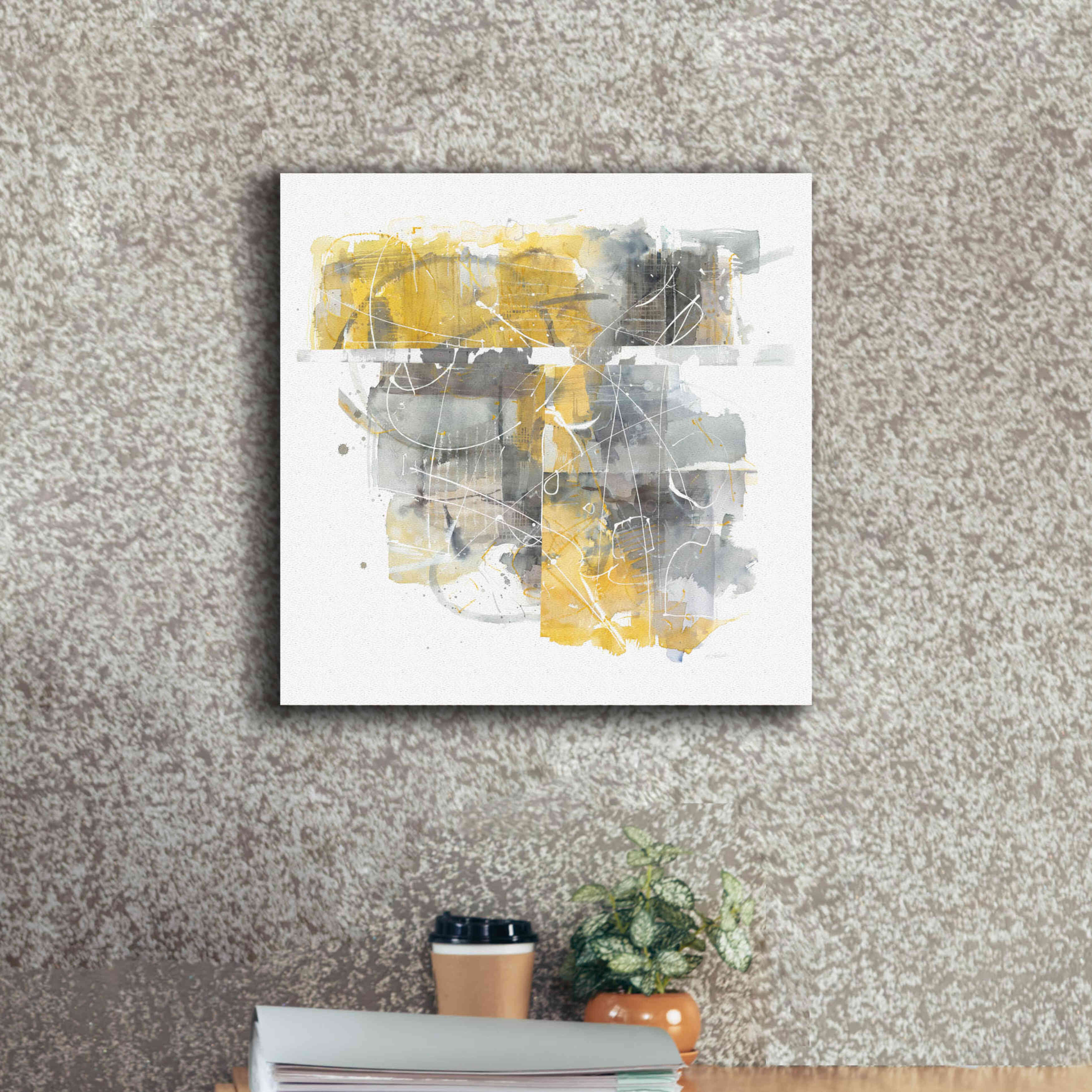 'Moving In And Out Of Traffic II Yellow Grey' by Mike Schick, Giclee Canvas Wall Art,18x18