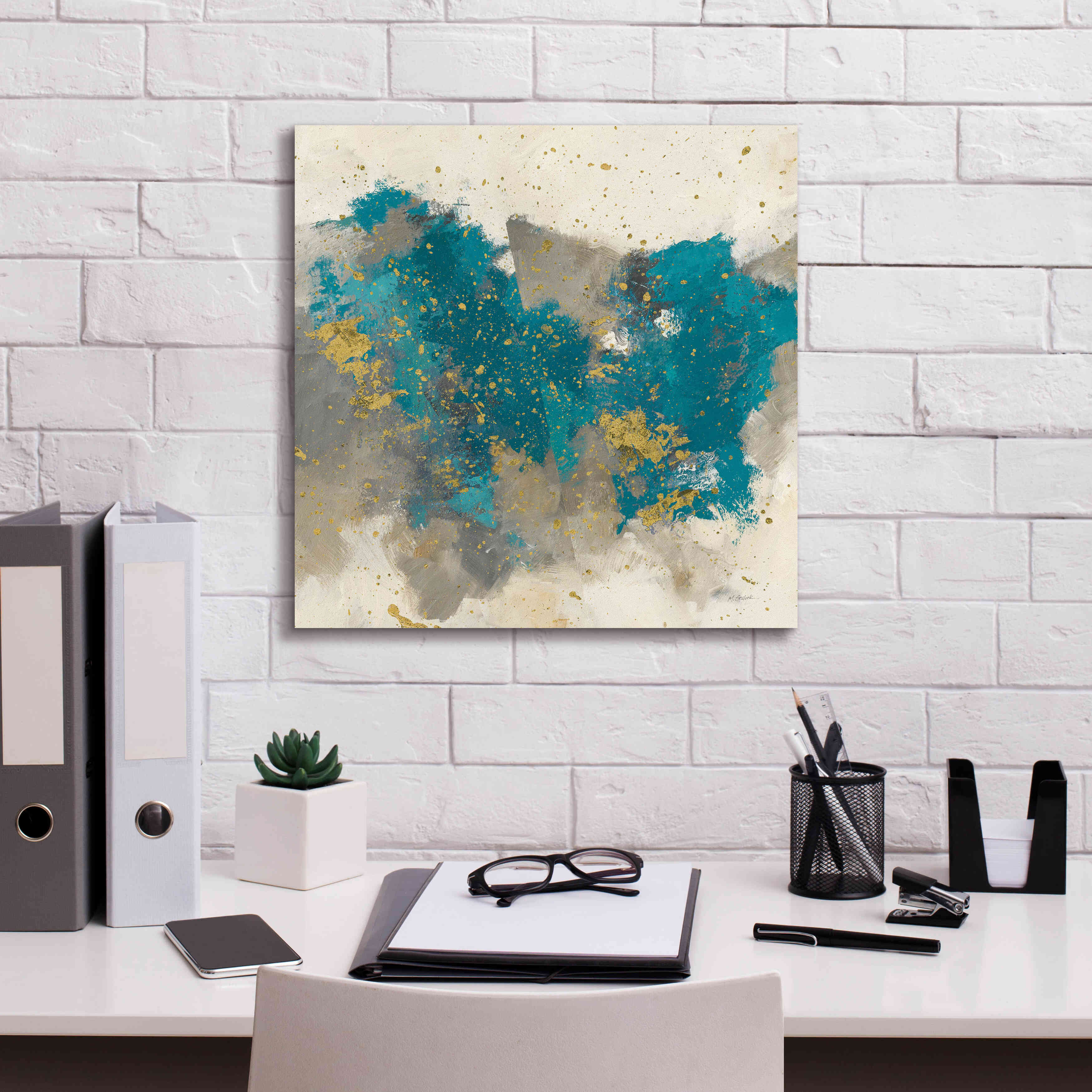 'Gray Matter Cream II' by Mike Schick, Giclee Canvas Wall Art,18x18