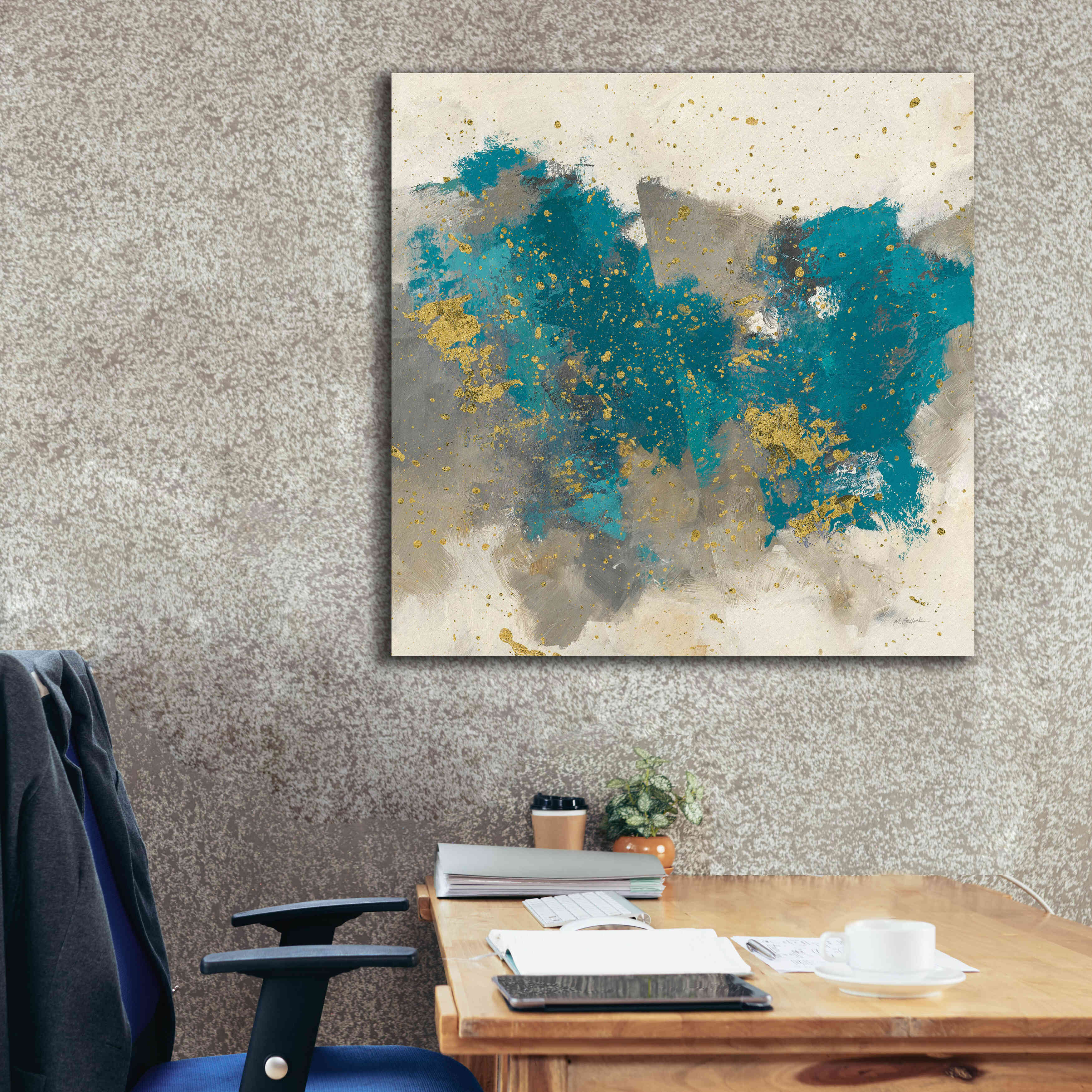 'Gray Matter Cream II' by Mike Schick, Giclee Canvas Wall Art,37x37