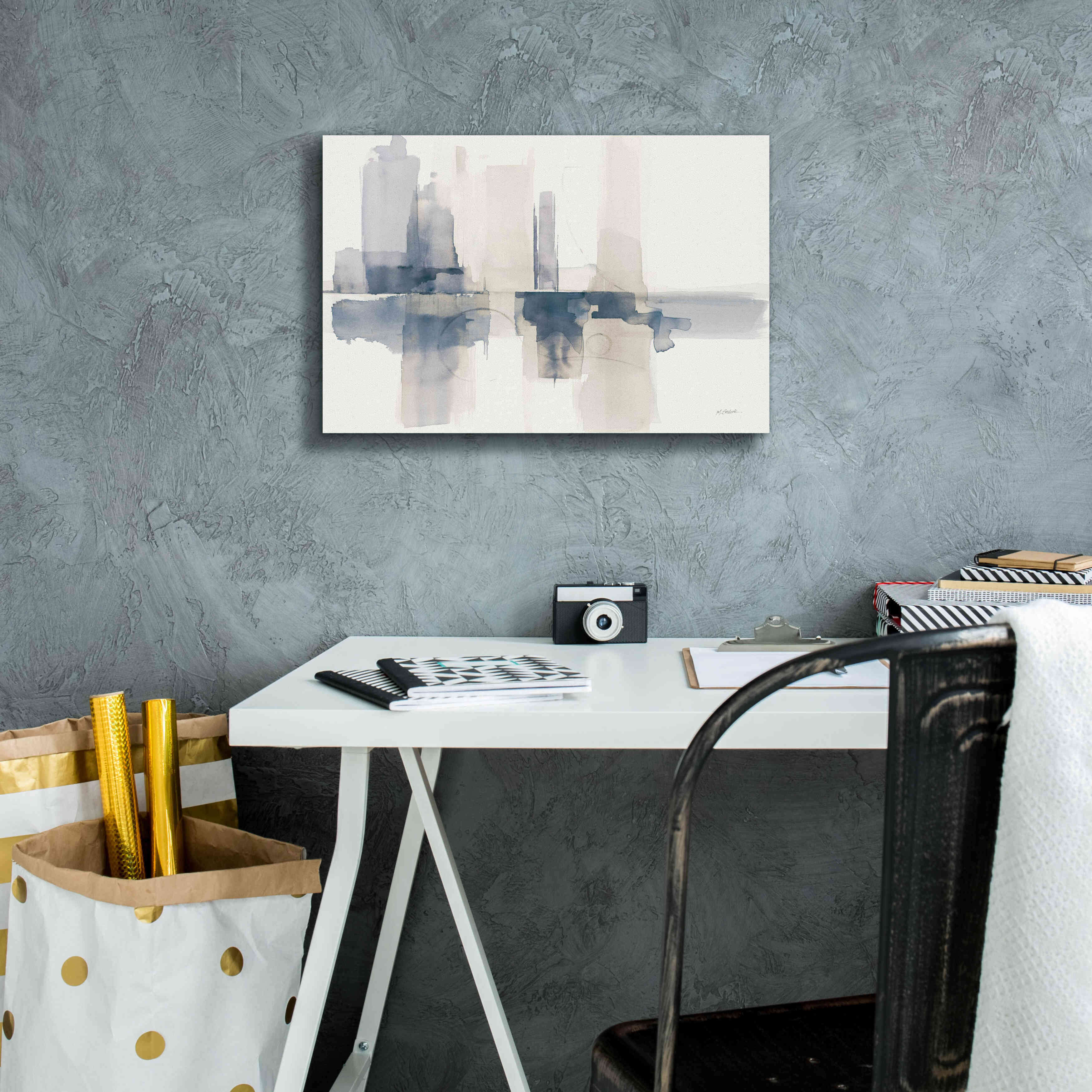 'Improvisation II Navy' by Mike Schick, Giclee Canvas Wall Art,18x12