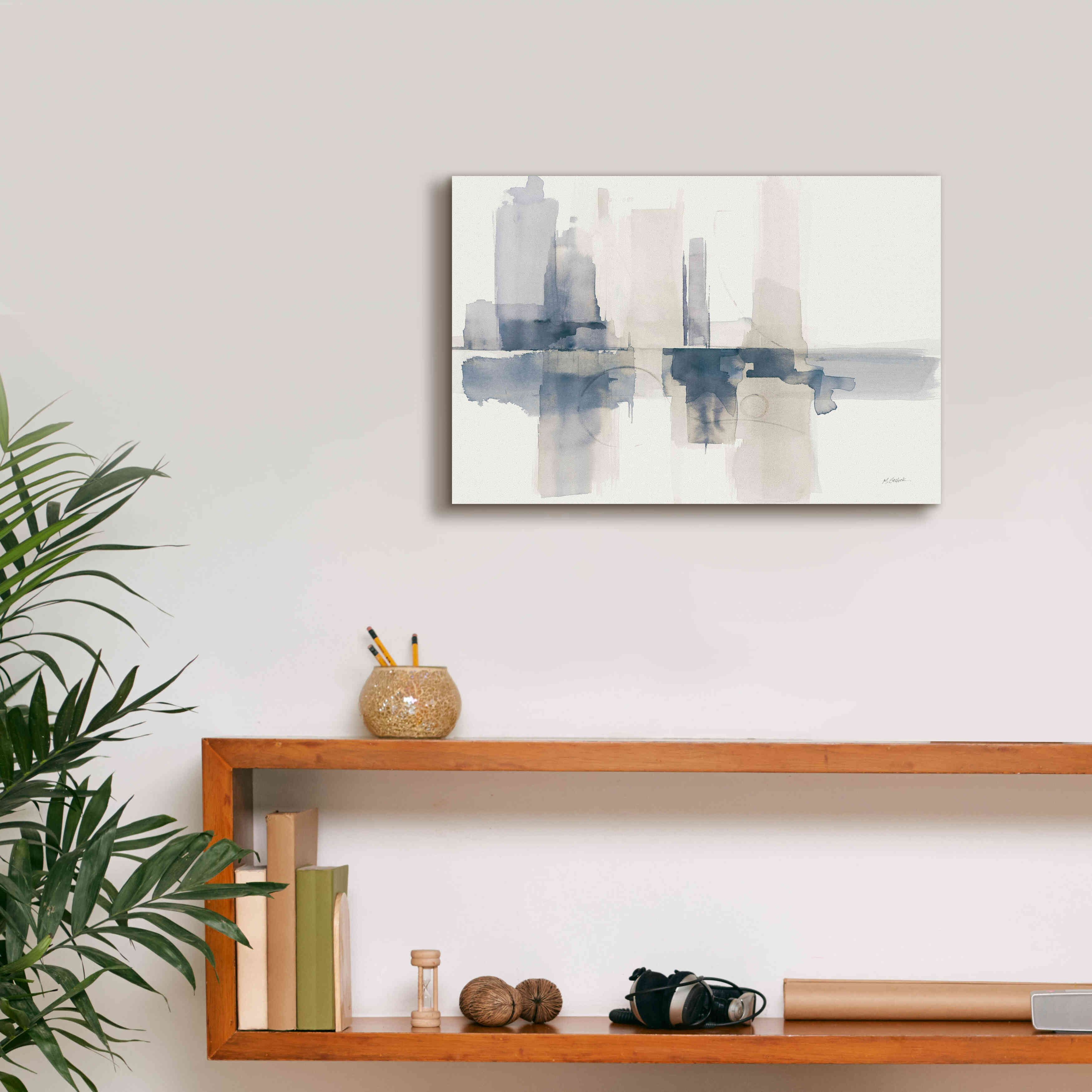 'Improvisation II Navy' by Mike Schick, Giclee Canvas Wall Art,18x12