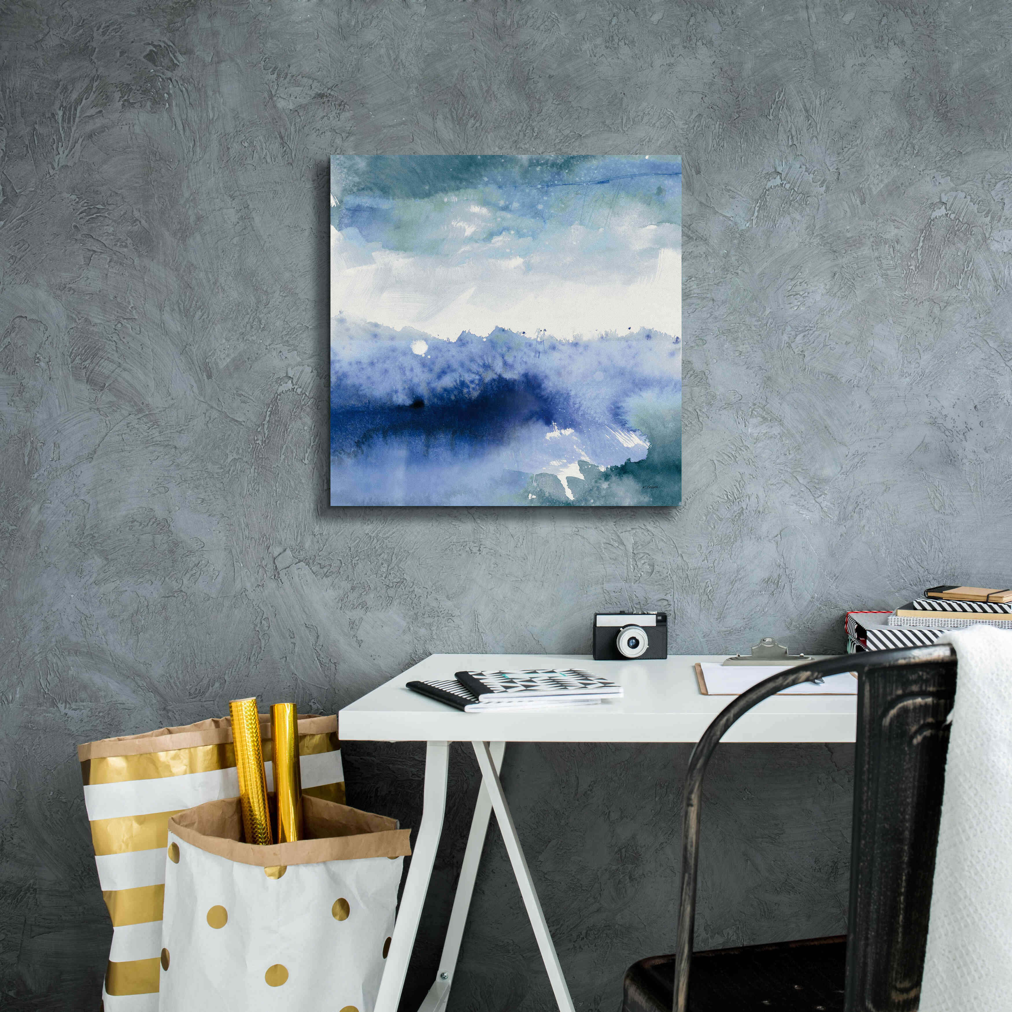 'Midnight At The Lake II Cool' by Mike Schick, Giclee Canvas Wall Art,18x18