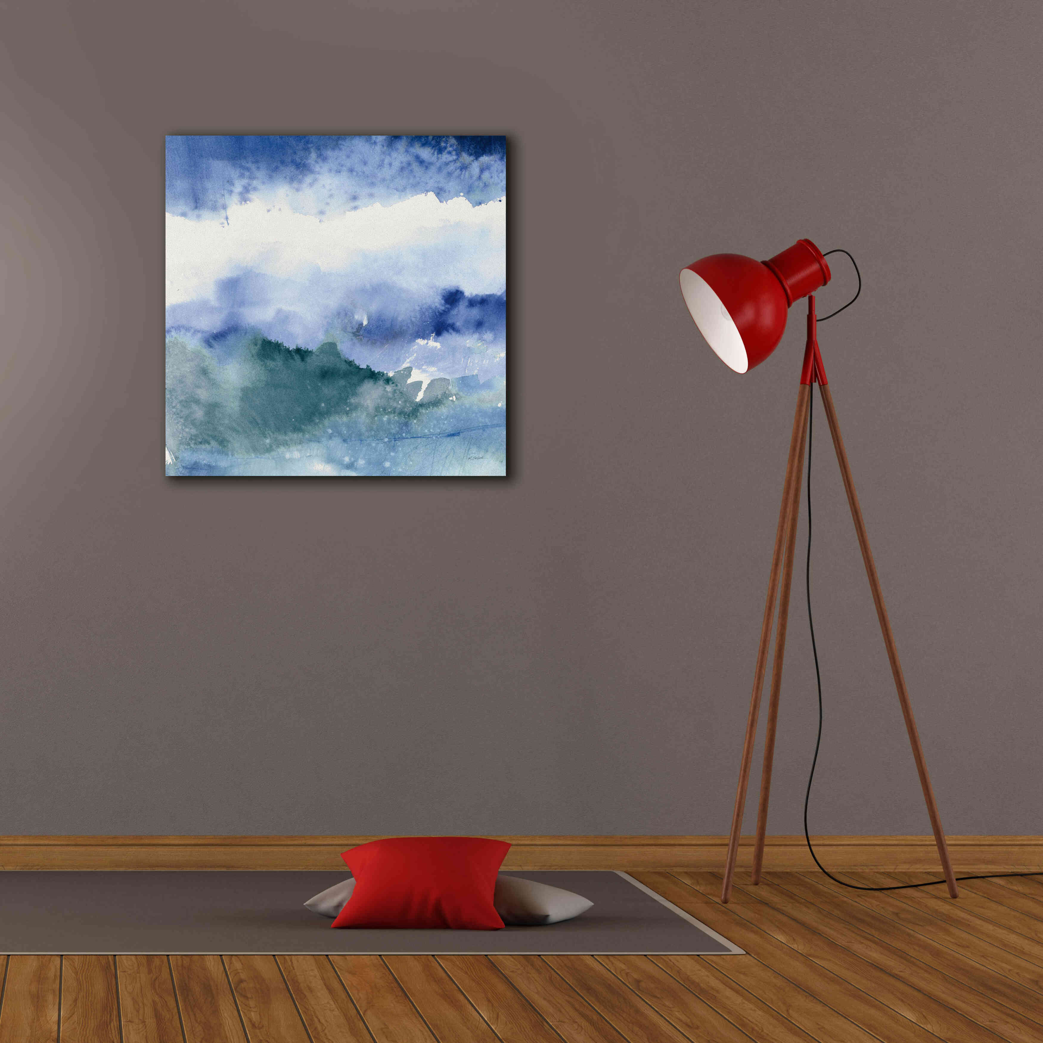 'Midnight At The Lake III Cool' by Mike Schick, Giclee Canvas Wall Art,26x26