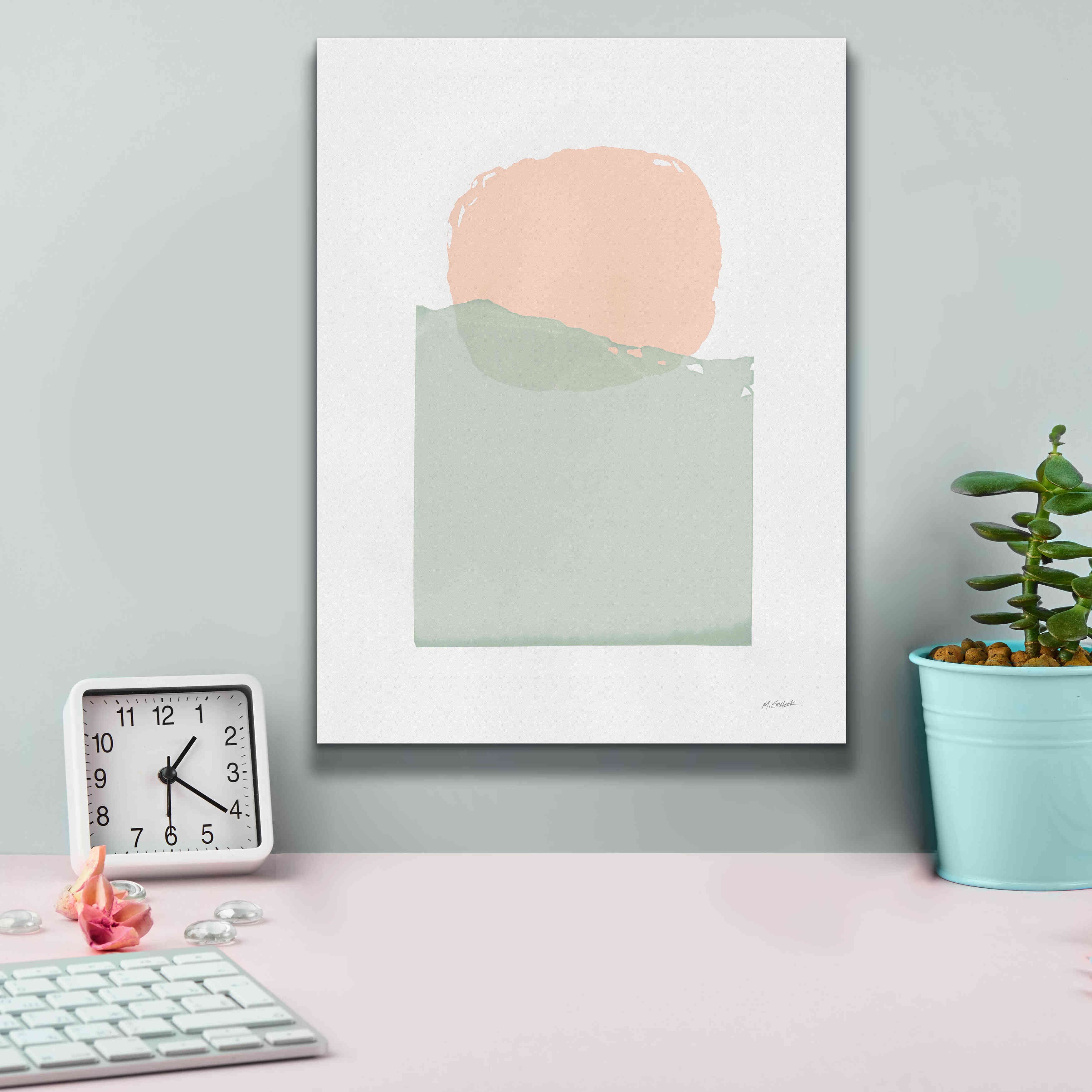 'Buoyant Pink And Green' by Mike Schick, Giclee Canvas Wall Art,12x16