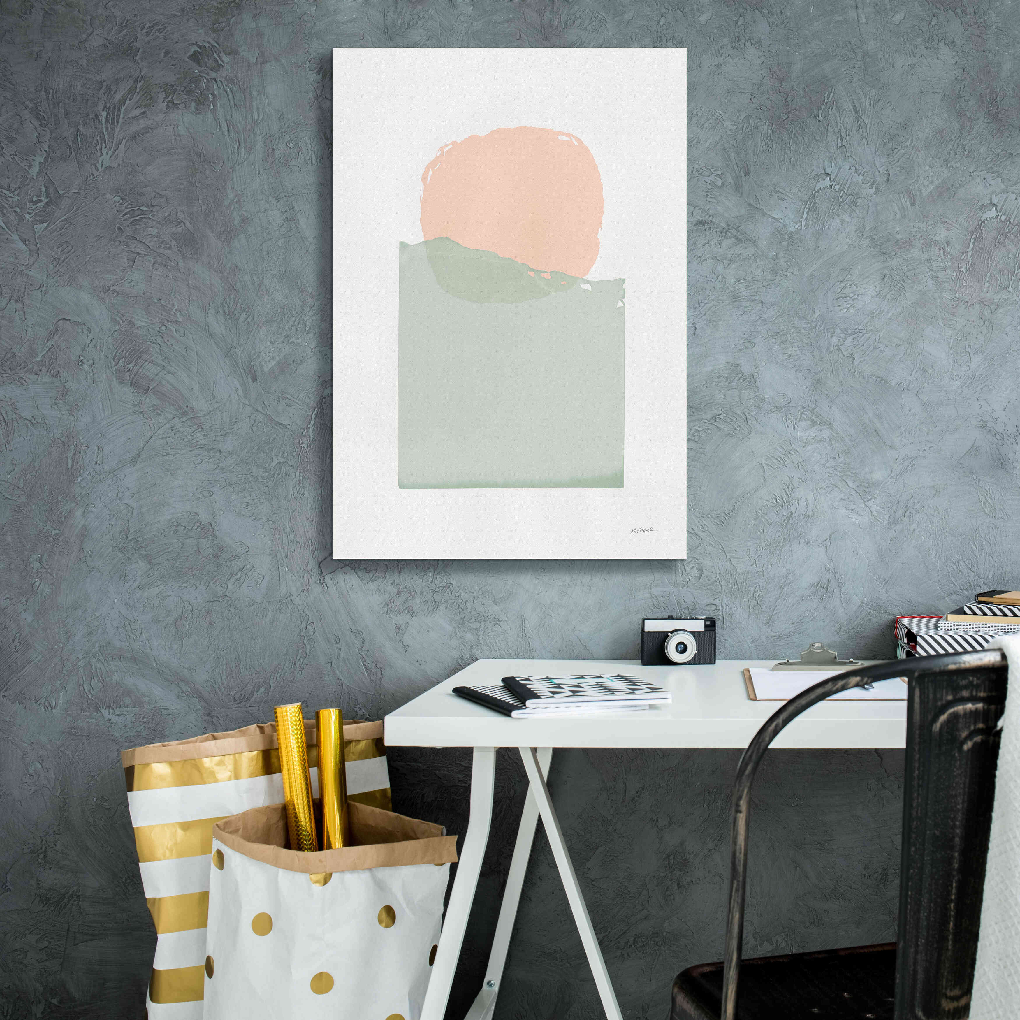 'Buoyant Pink And Green' by Mike Schick, Giclee Canvas Wall Art,18x26
