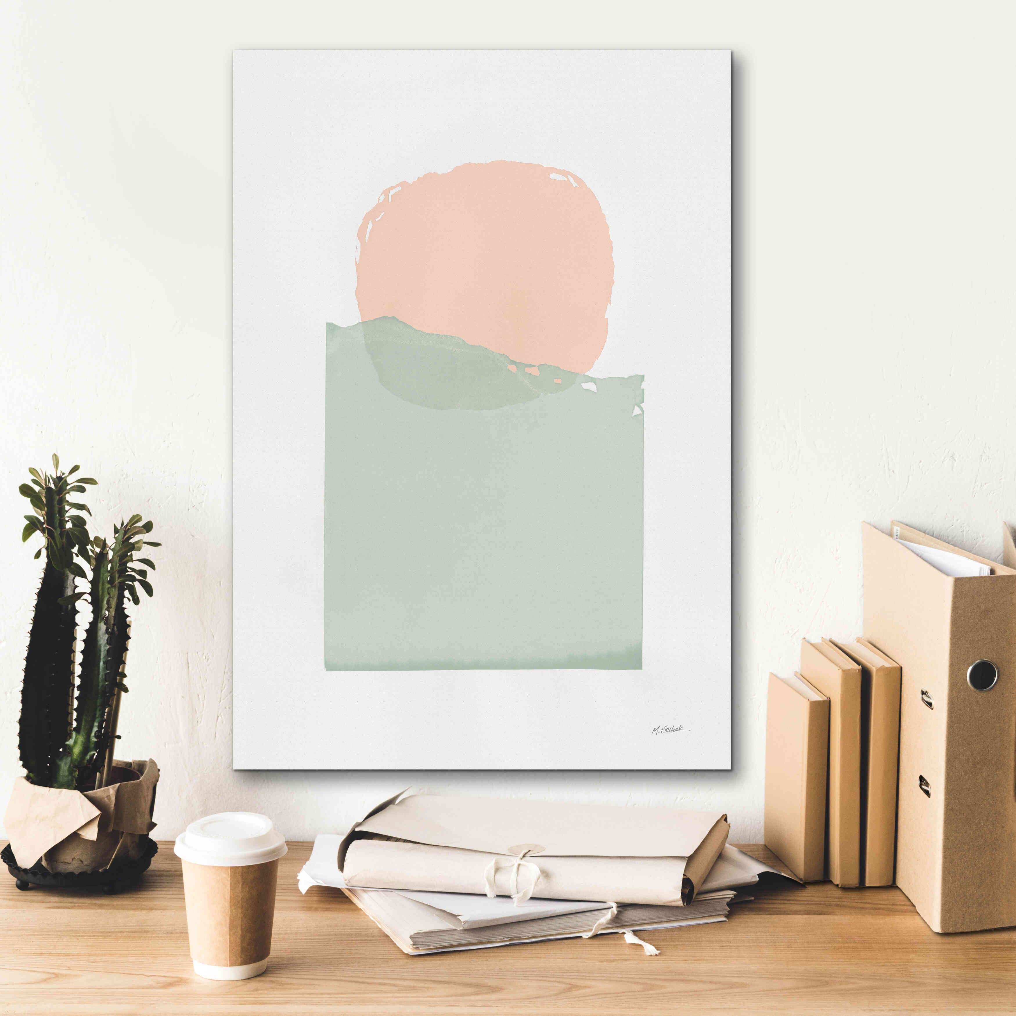 'Buoyant Pink And Green' by Mike Schick, Giclee Canvas Wall Art,18x26