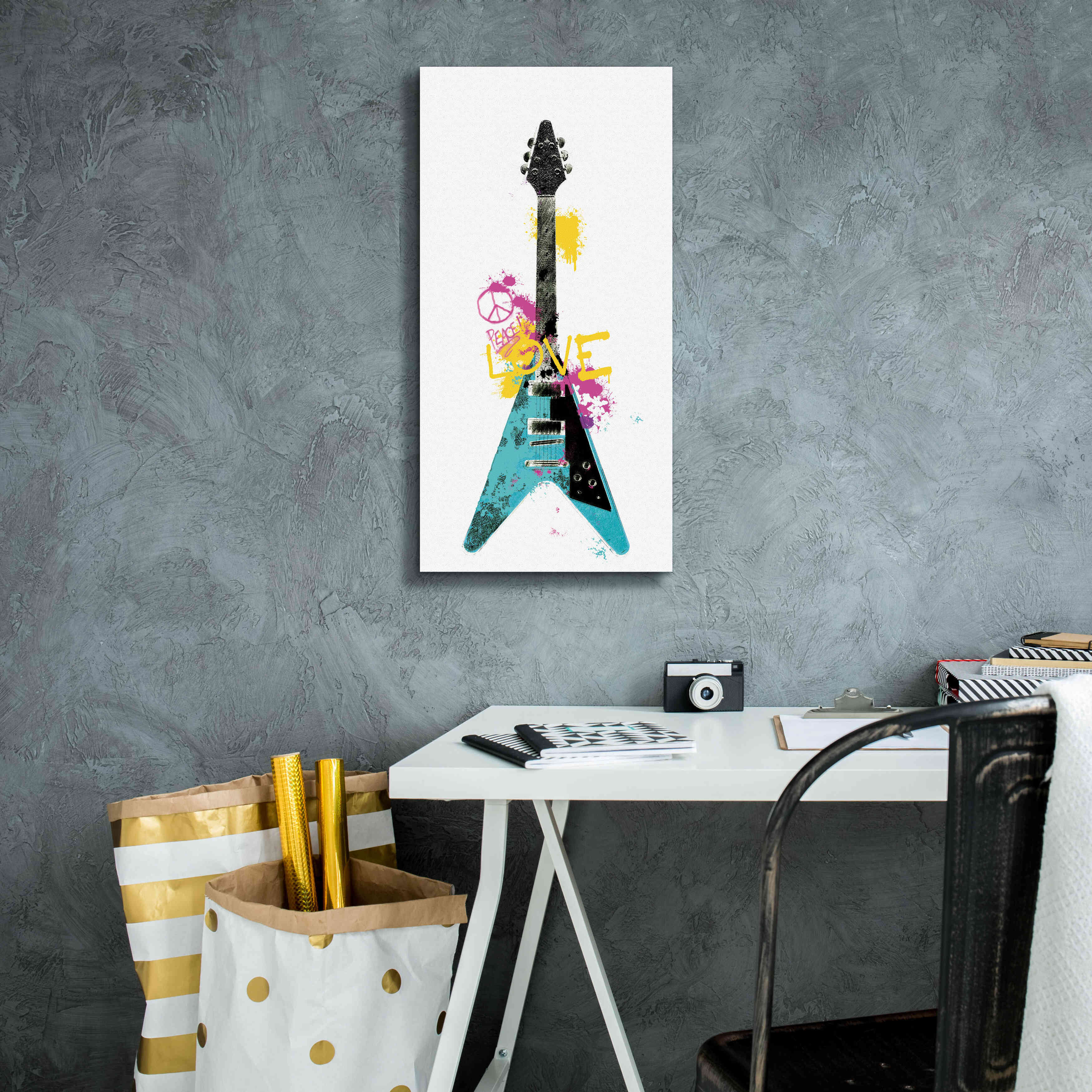 'Garage Band III Graffiti' by Mike Schick, Giclee Canvas Wall Art,12 x 24