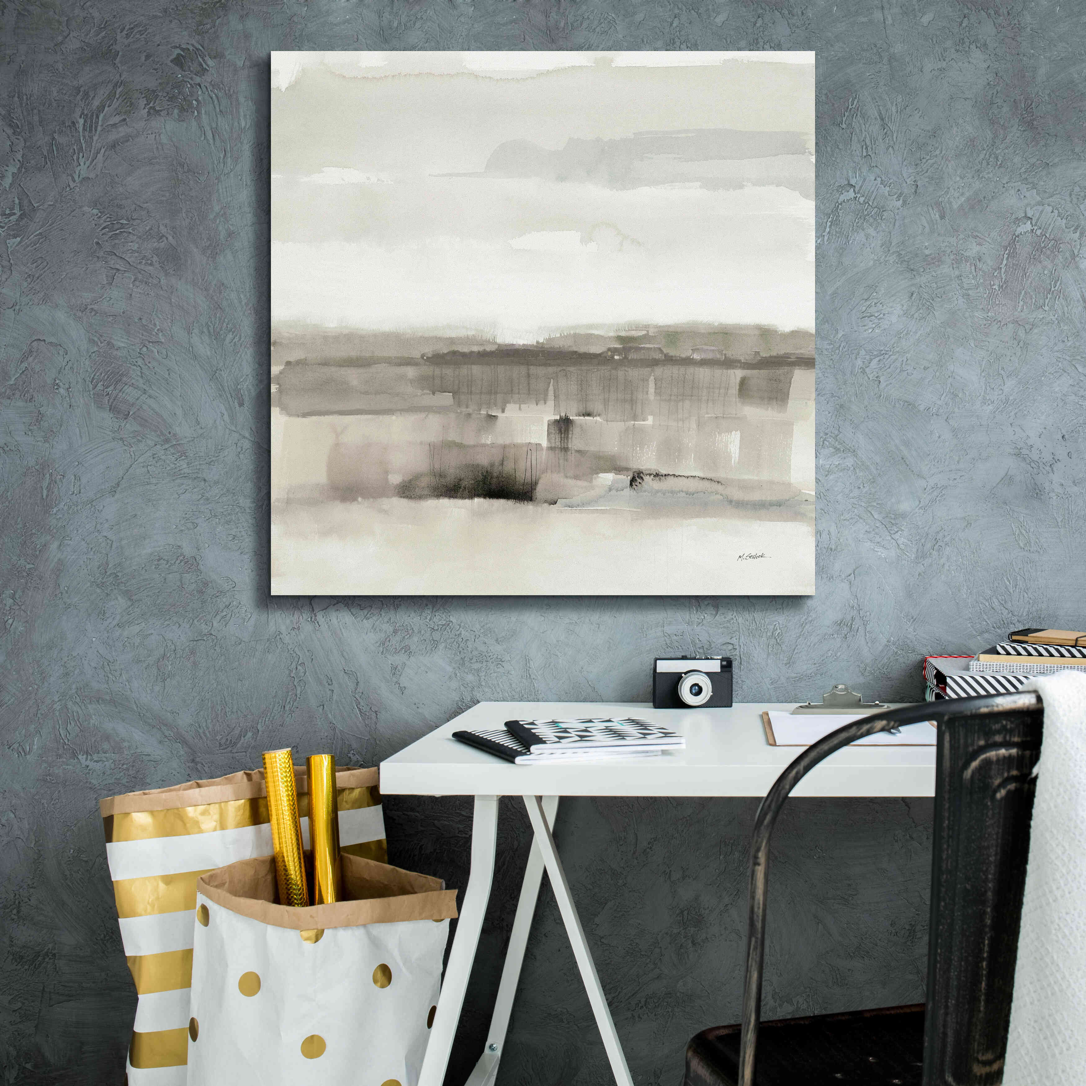 'Influence Of Line And Color Neutral' by Mike Schick, Giclee Canvas Wall Art,26x26