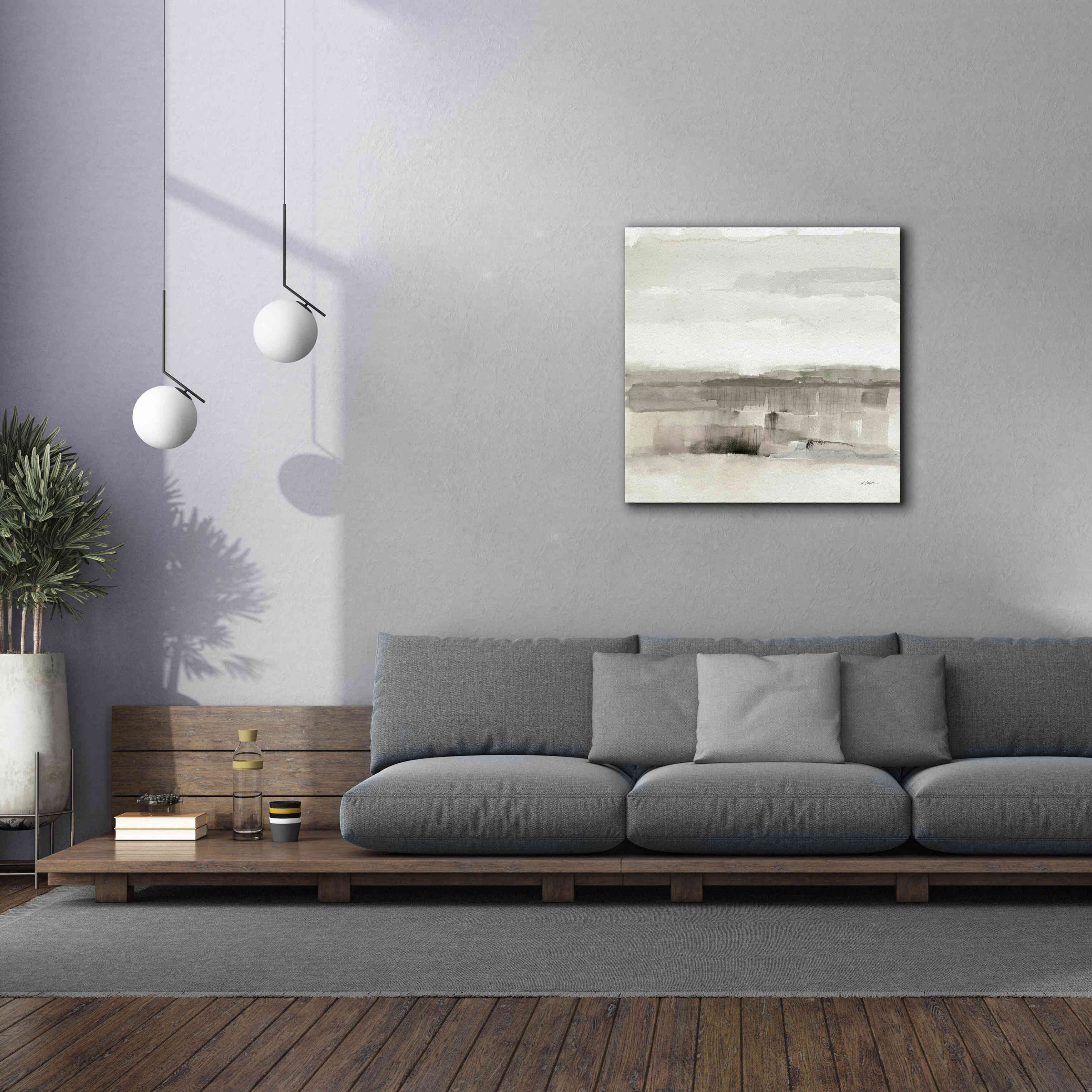 'Influence Of Line And Color Neutral' by Mike Schick, Giclee Canvas Wall Art,37x37
