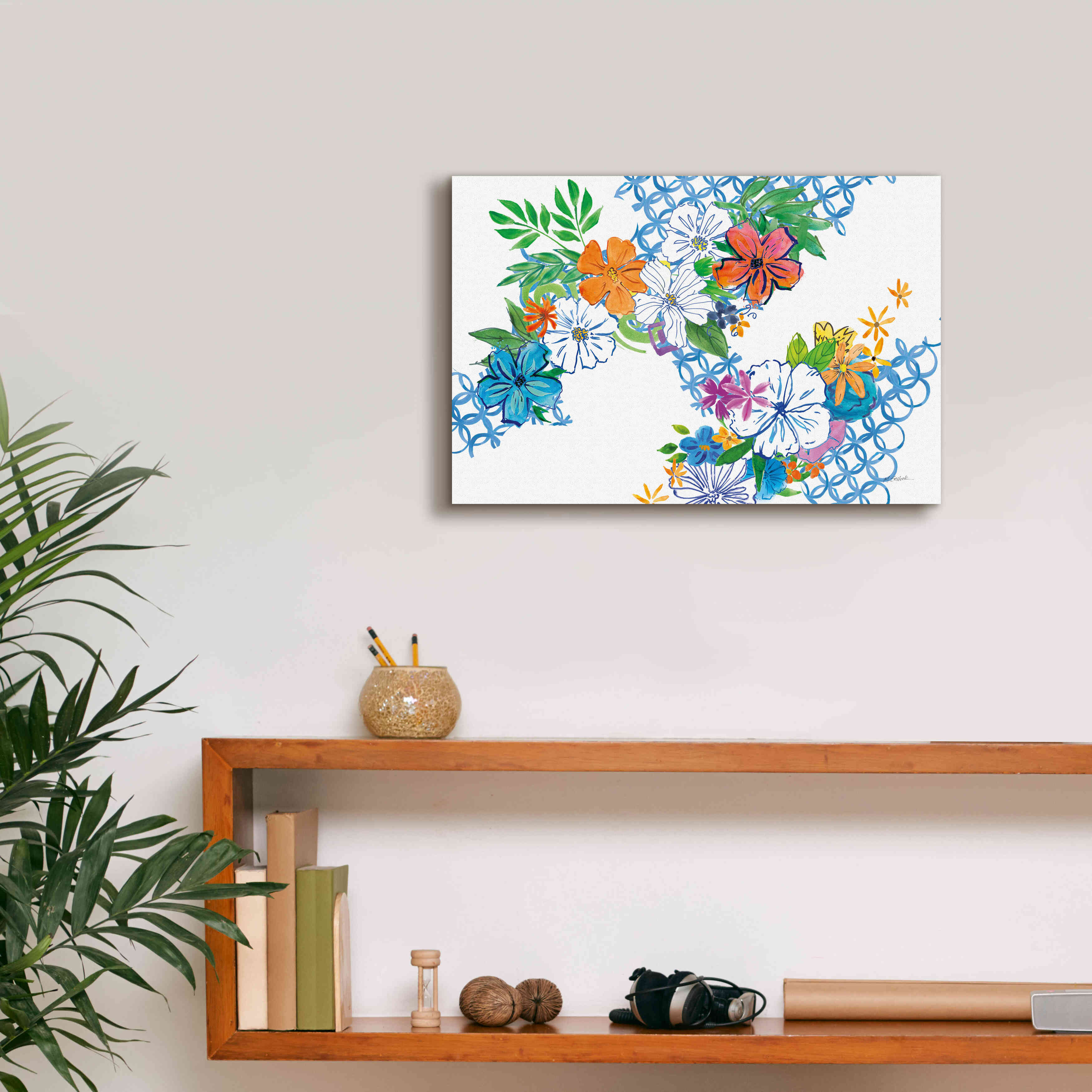 'Flower Power I' by Mike Schick, Giclee Canvas Wall Art,18 x 12