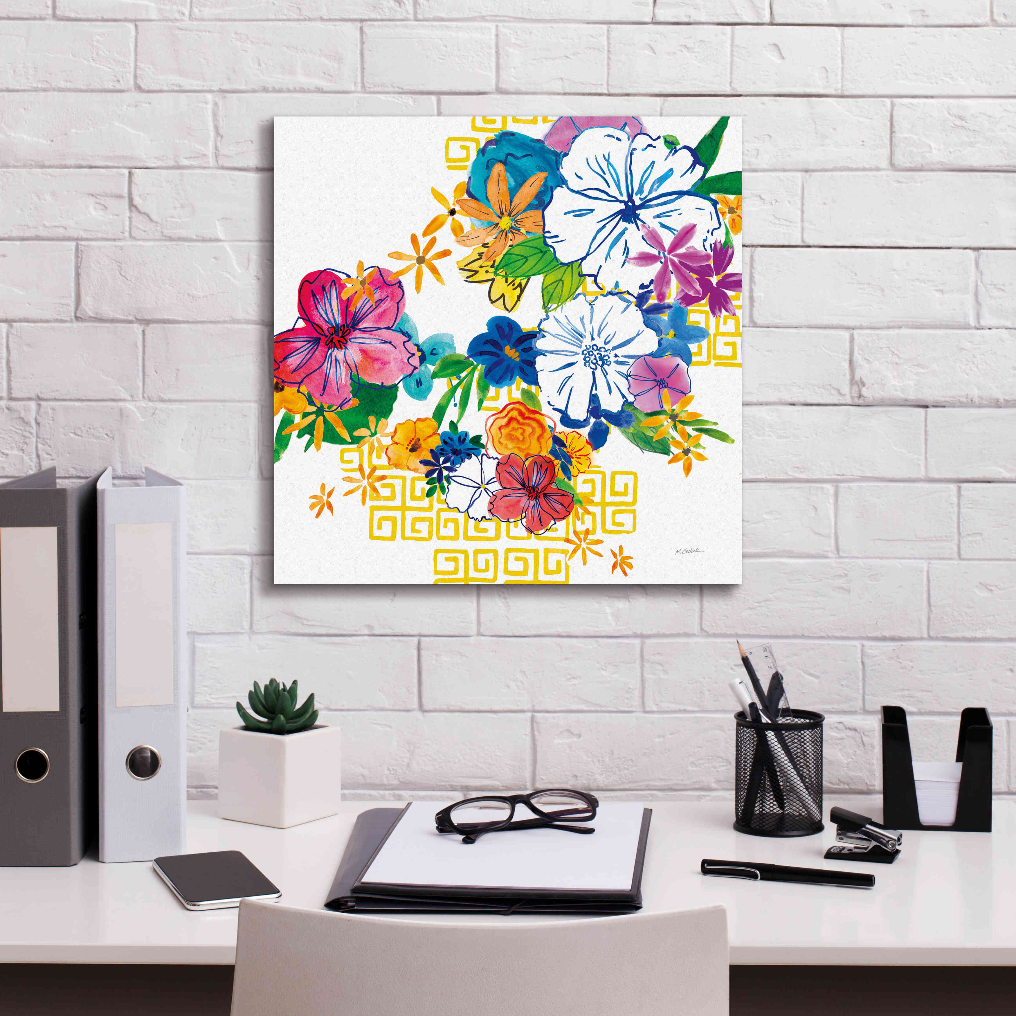 'Flower Power II' by Mike Schick, Giclee Canvas Wall Art,18x18