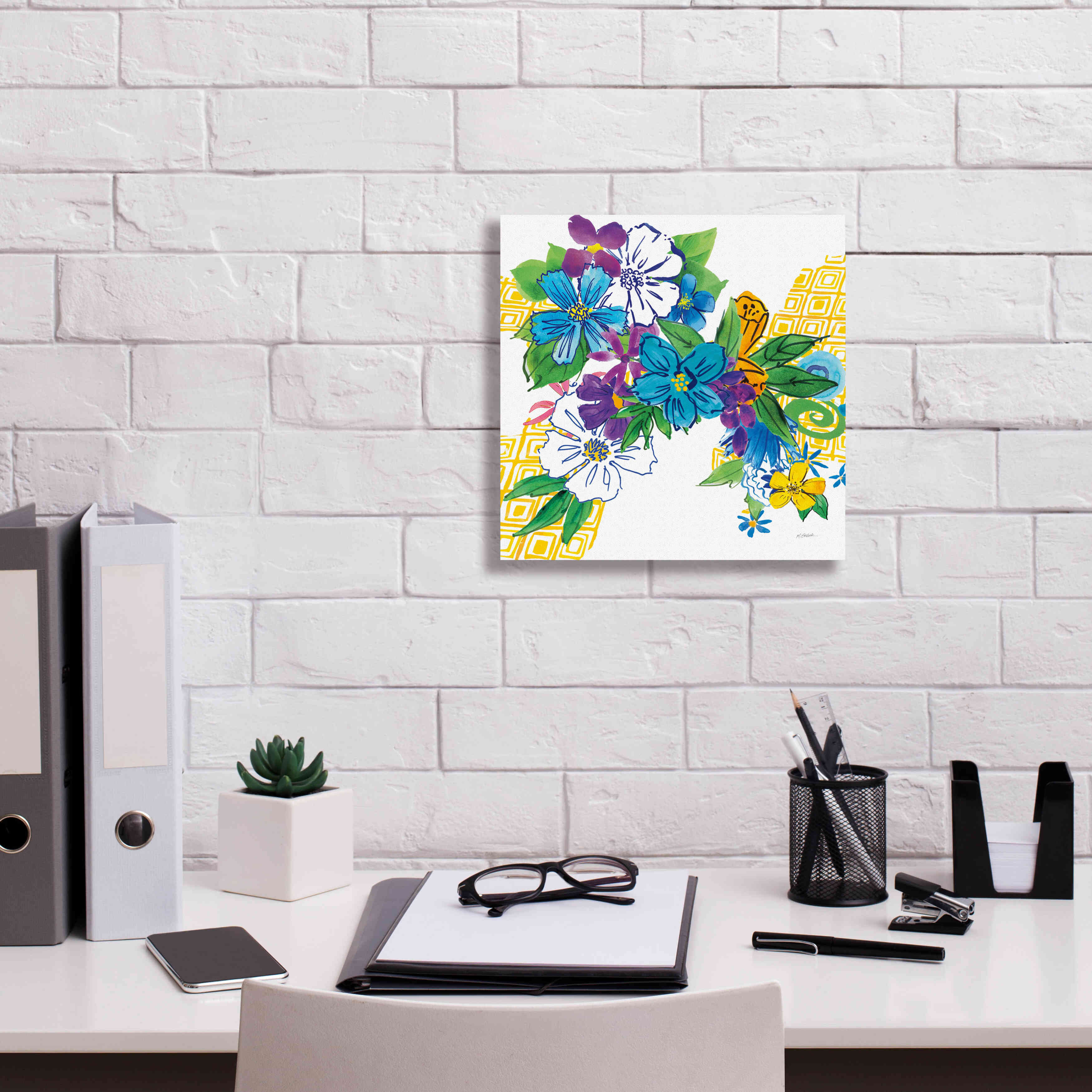 'Flower Power III' by Mike Schick, Giclee Canvas Wall Art,12x12