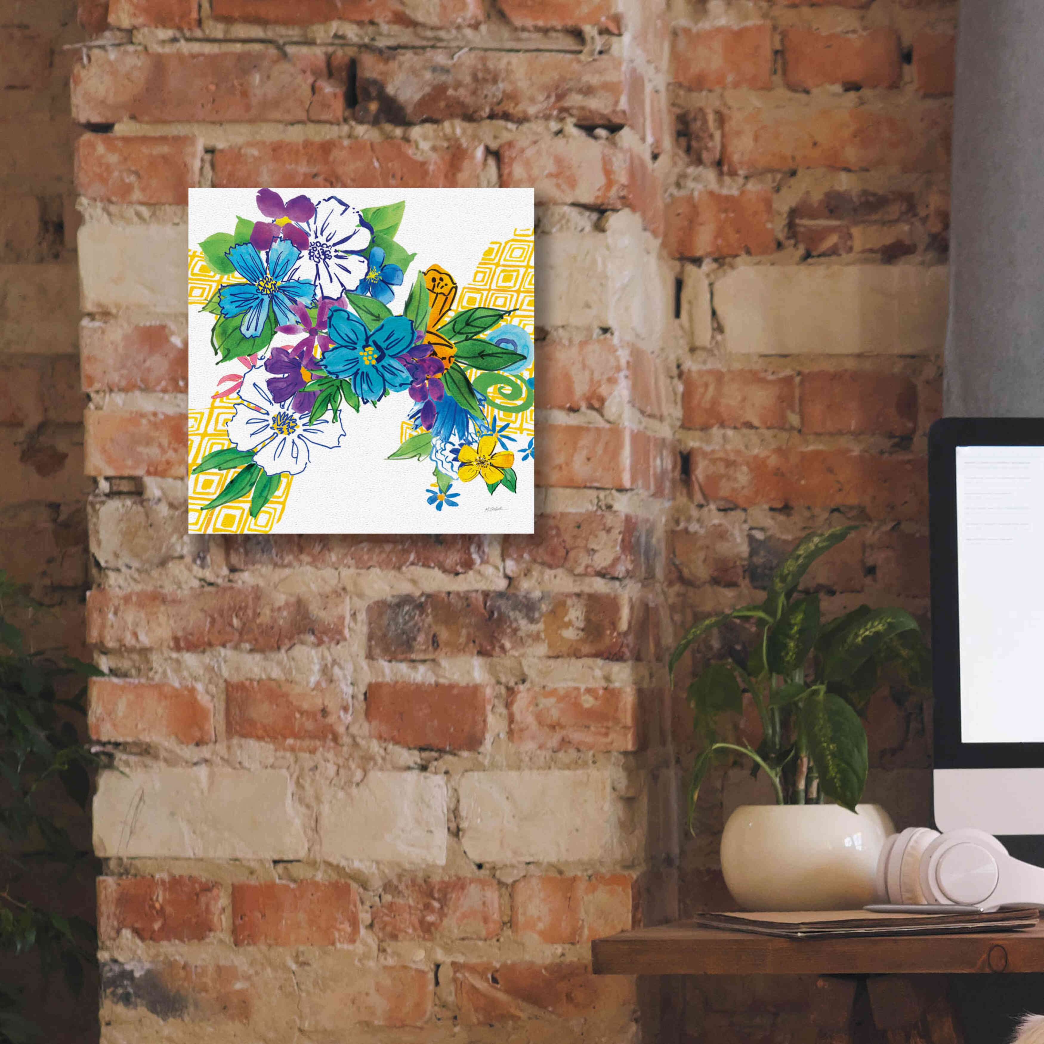 'Flower Power III' by Mike Schick, Giclee Canvas Wall Art,12x12