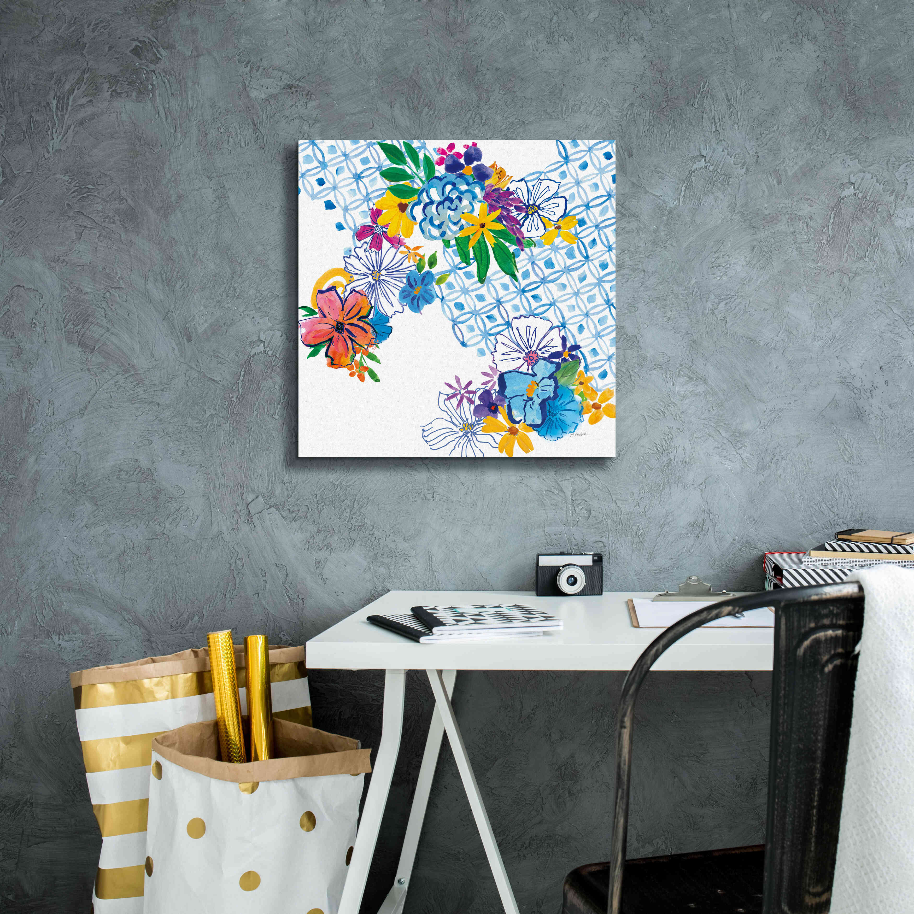 'Flower Power IV' by Mike Schick, Giclee Canvas Wall Art,18x18