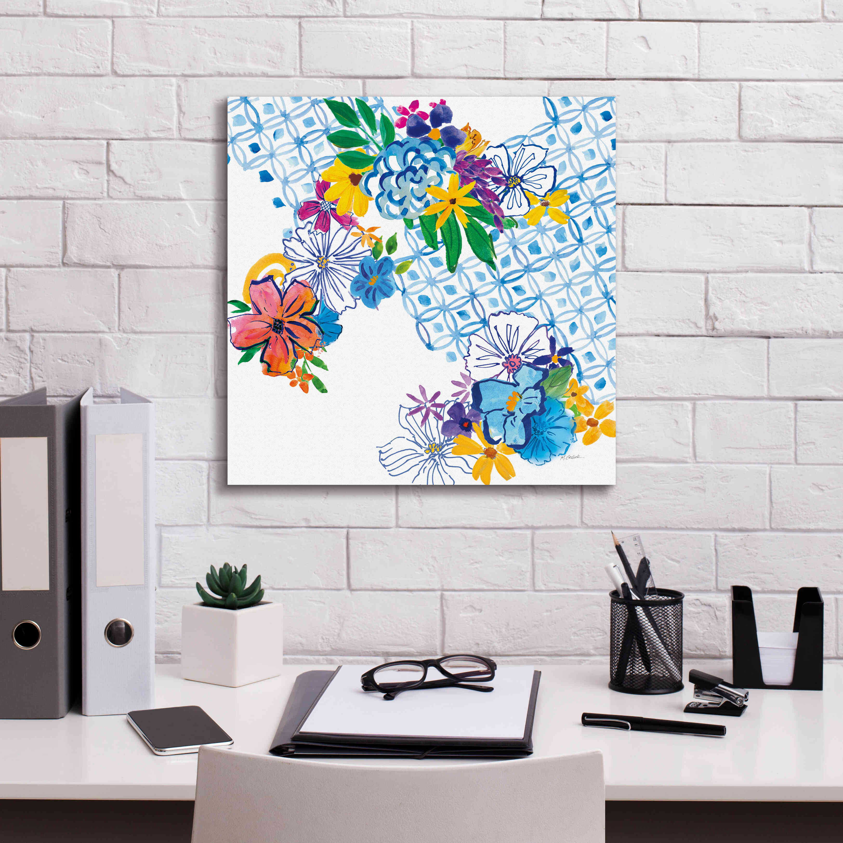'Flower Power IV' by Mike Schick, Giclee Canvas Wall Art,18x18