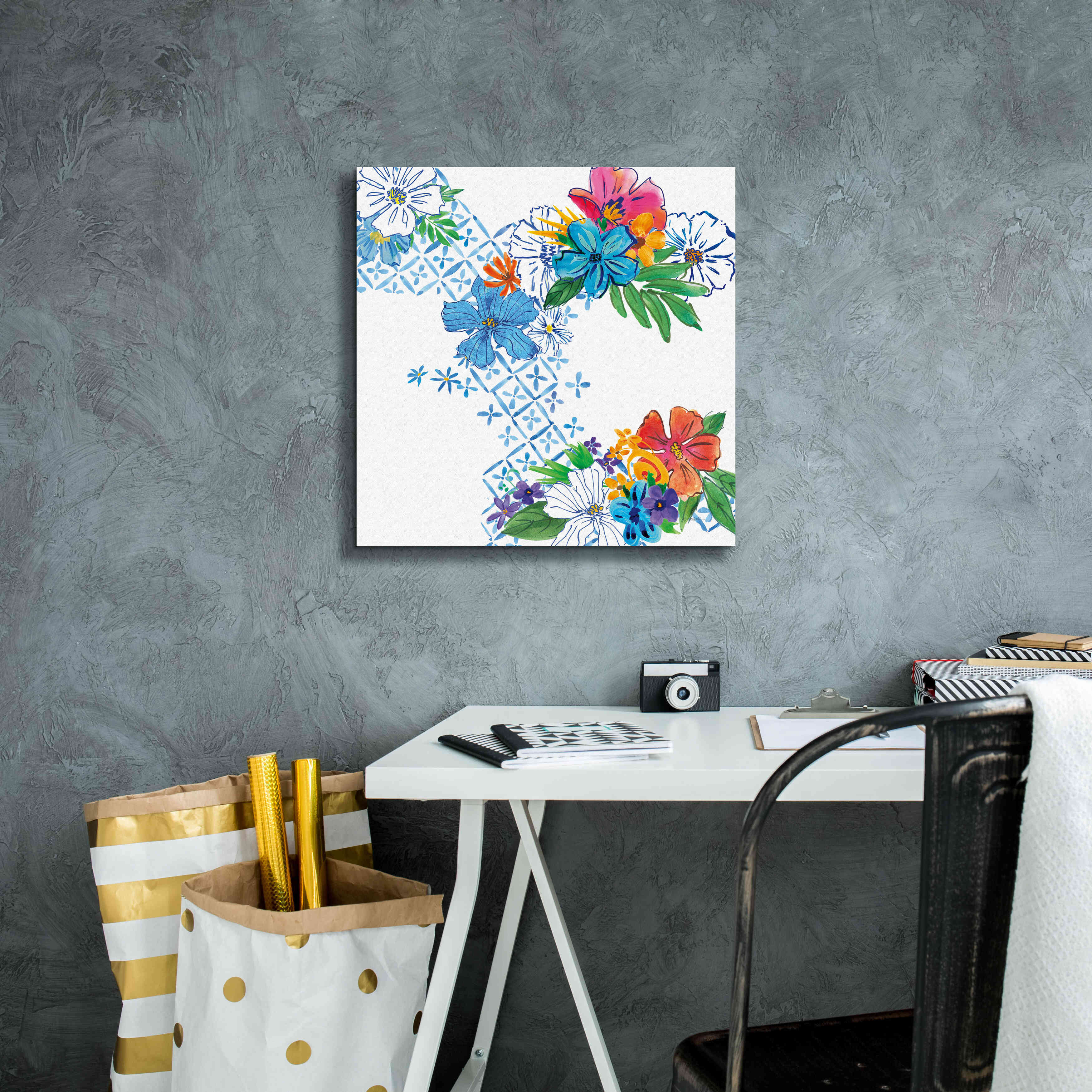 'Flower Power V' by Mike Schick, Giclee Canvas Wall Art,18x18