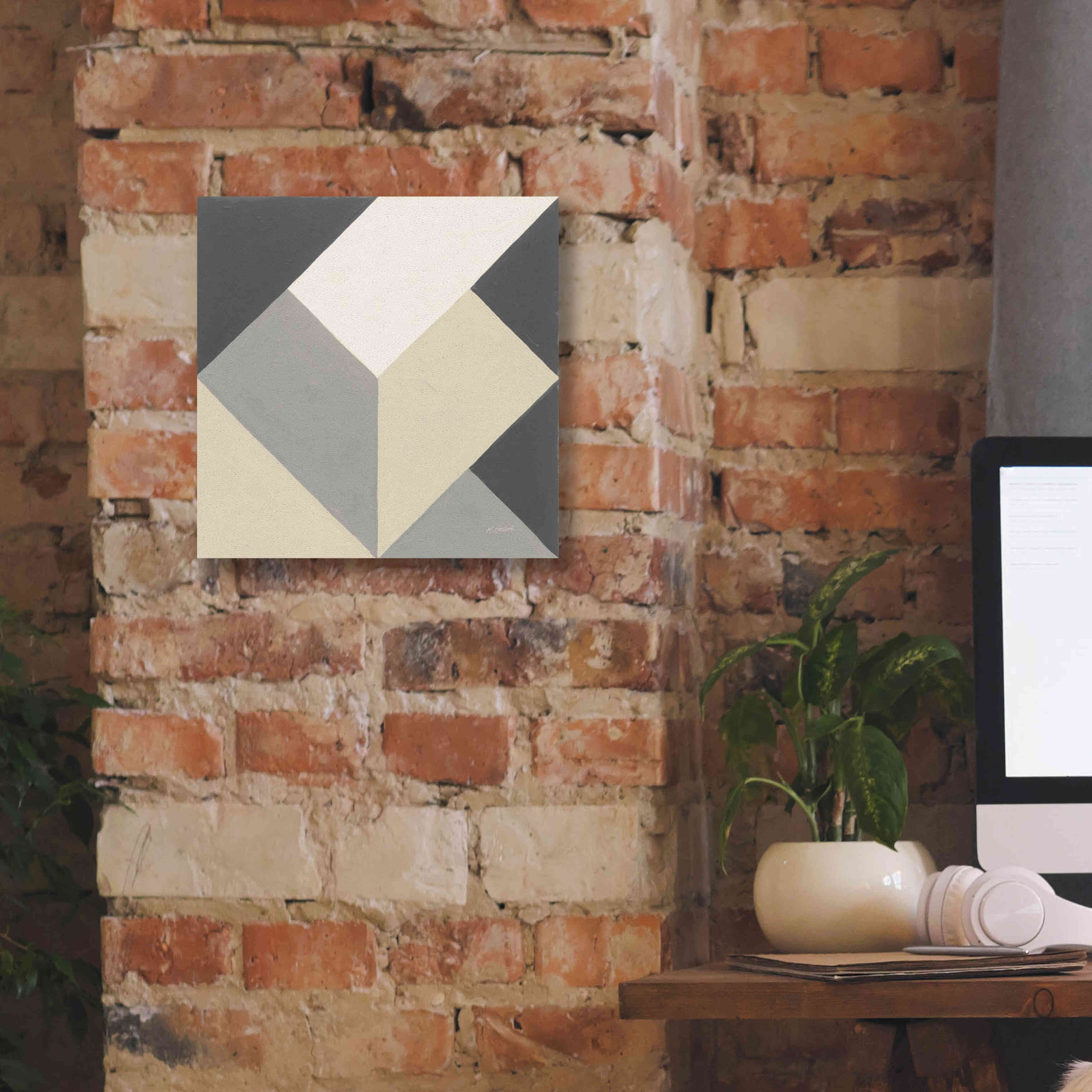 'Triangles I Neutral Crop' by Mike Schick, Giclee Canvas Wall Art,12x12