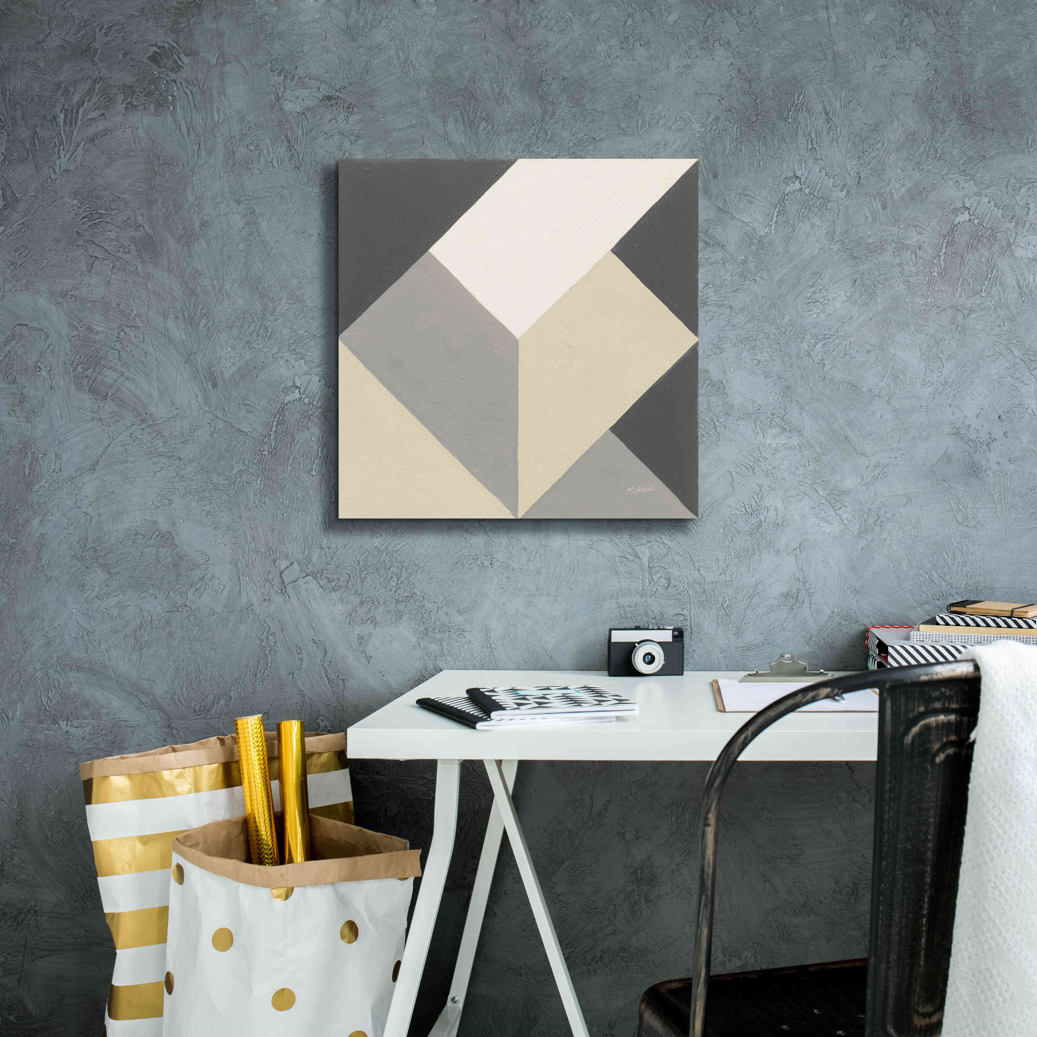 'Triangles I Neutral Crop' by Mike Schick, Giclee Canvas Wall Art,18x18