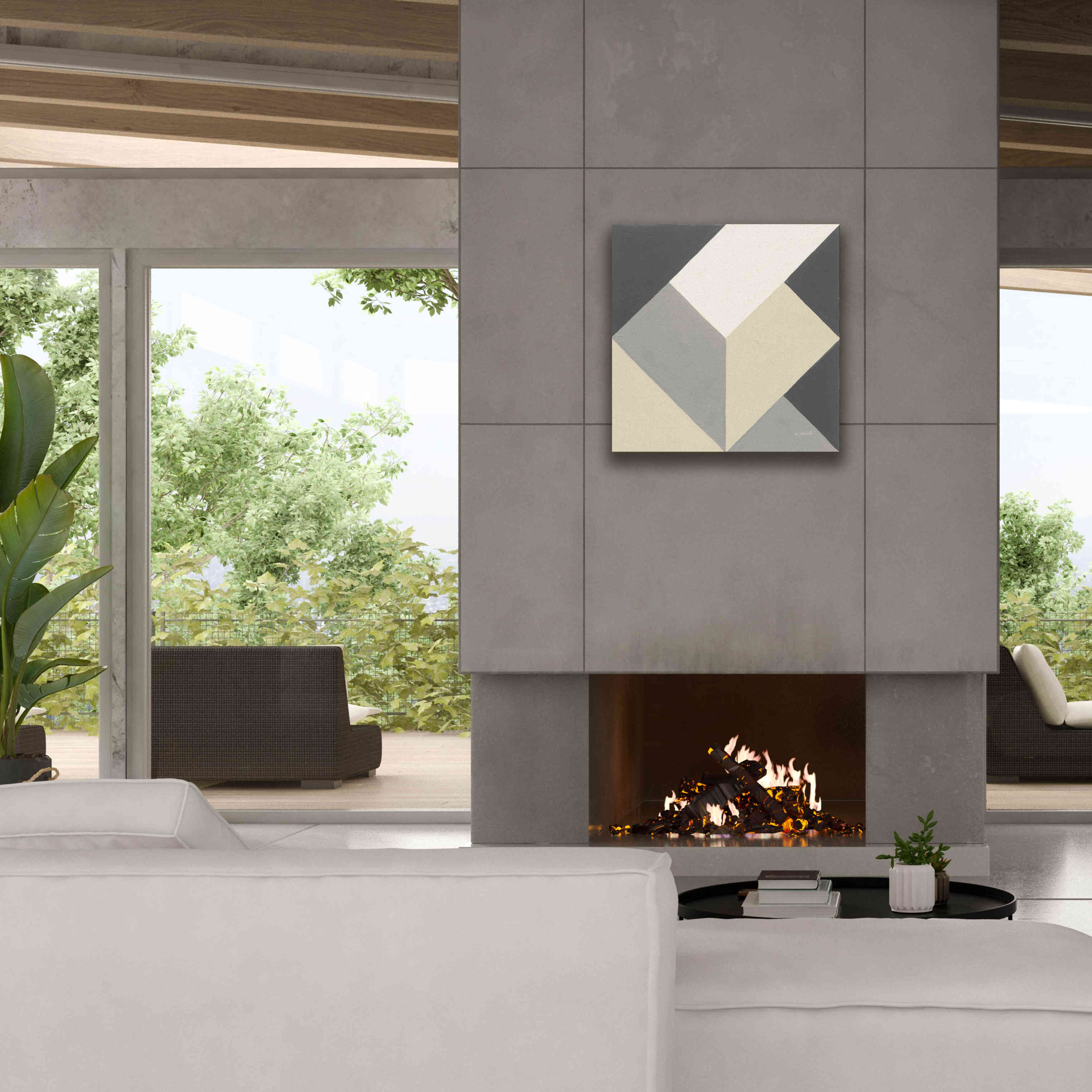 'Triangles I Neutral Crop' by Mike Schick, Giclee Canvas Wall Art,26x26