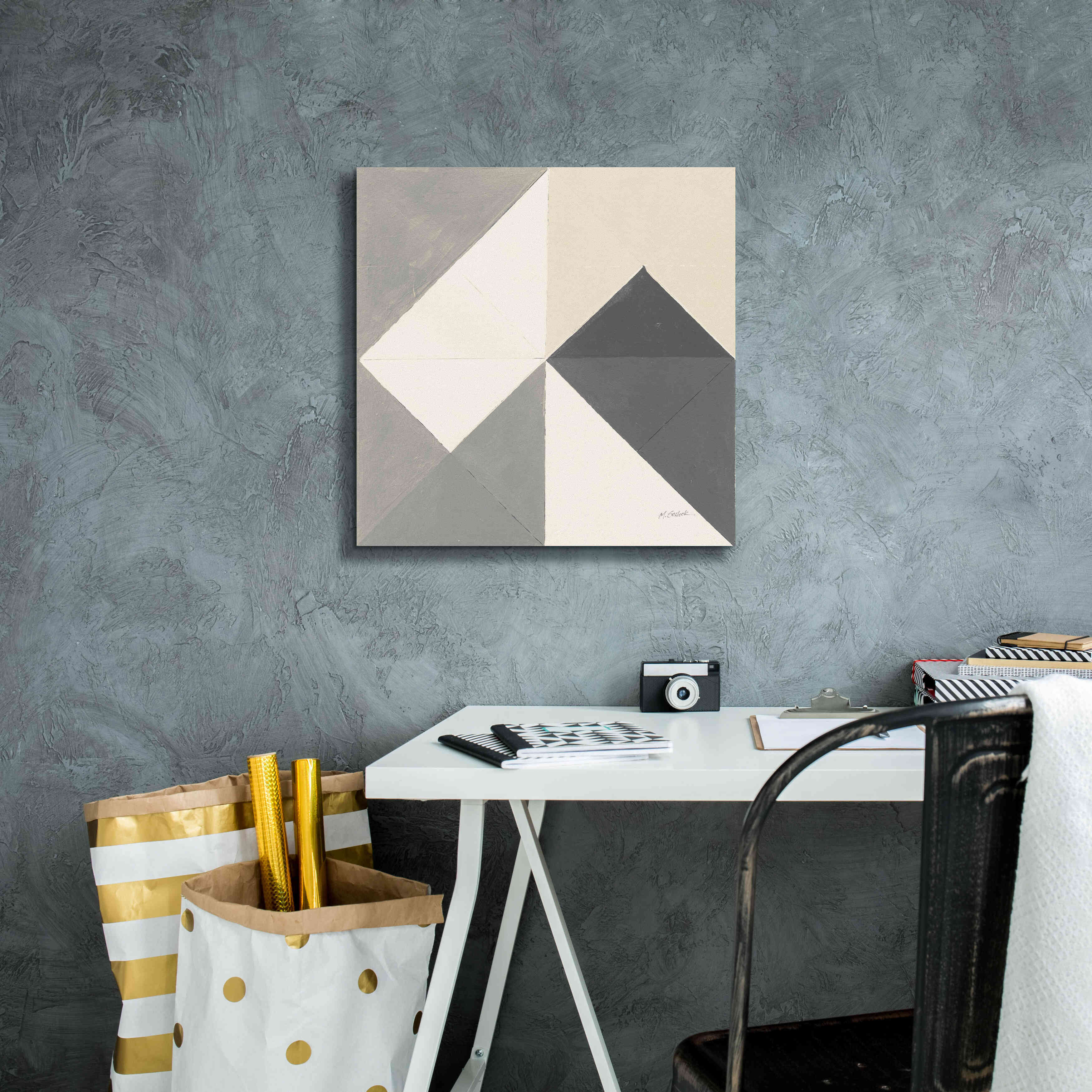 'Triangles IV Neutral Crop' by Mike Schick, Giclee Canvas Wall Art,18x18
