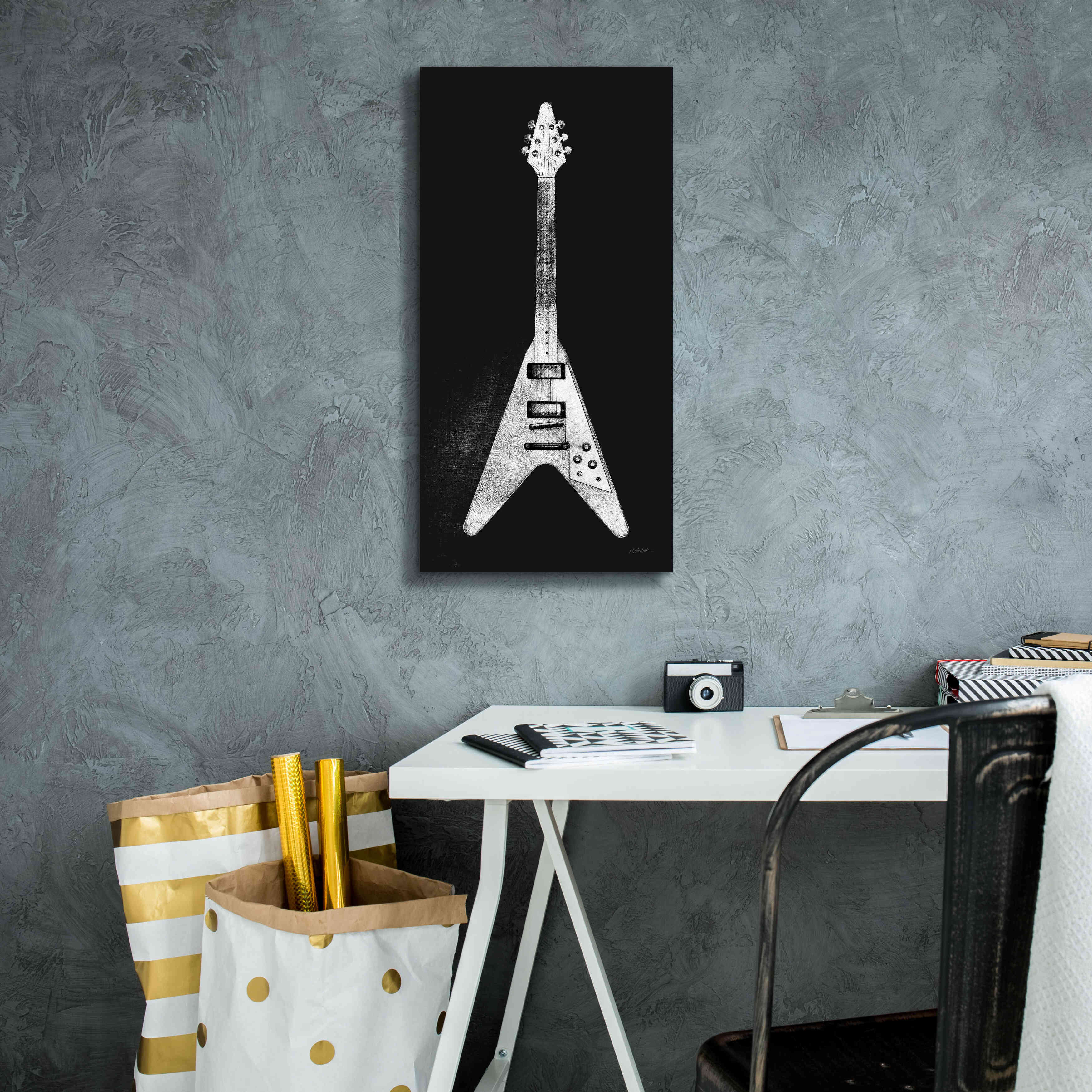 'Garage Band III Wb' by Mike Schick, Giclee Canvas Wall Art,12 x 24