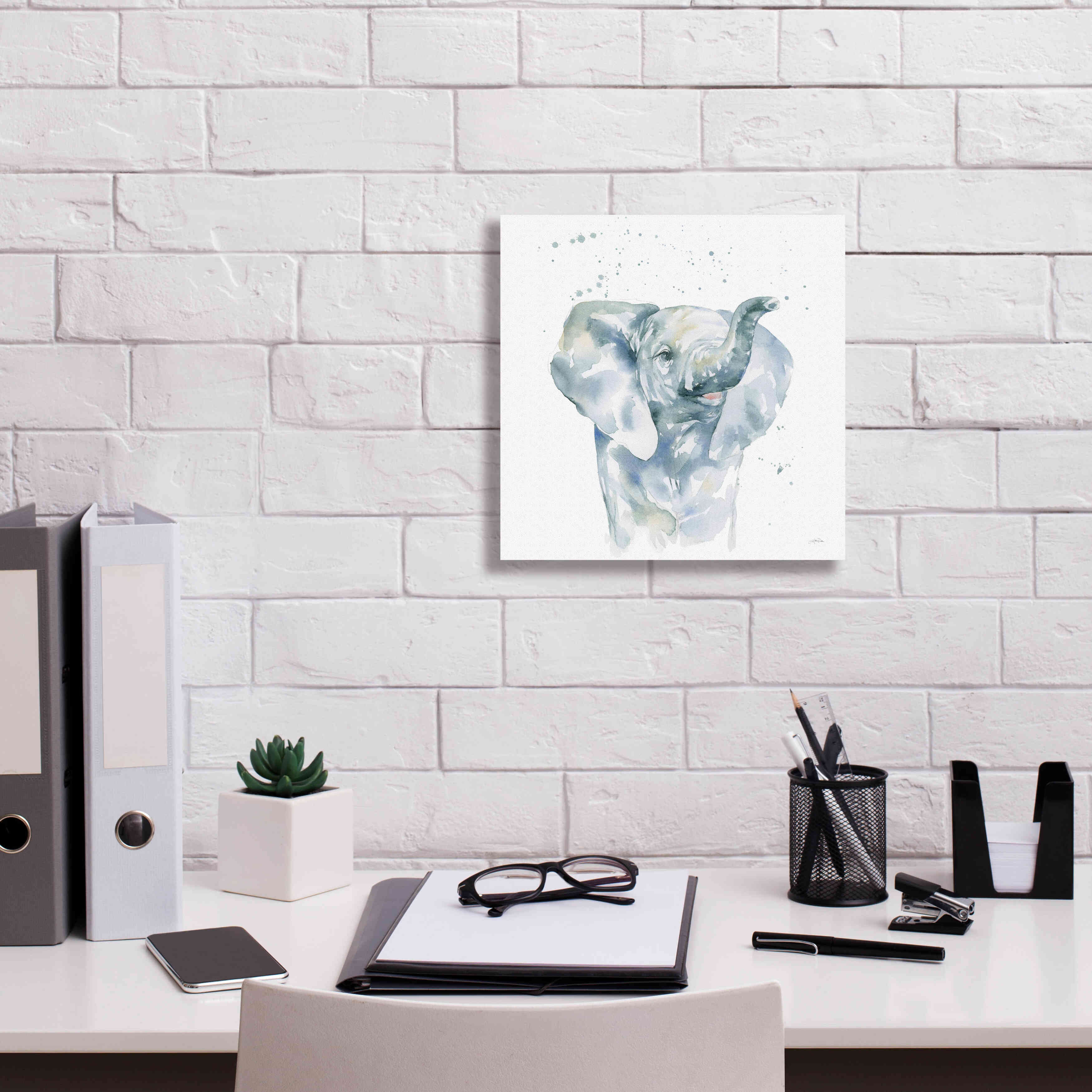 'Baby Elephant' by Katrina Pete, Giclee Canvas Wall Art,12x12
