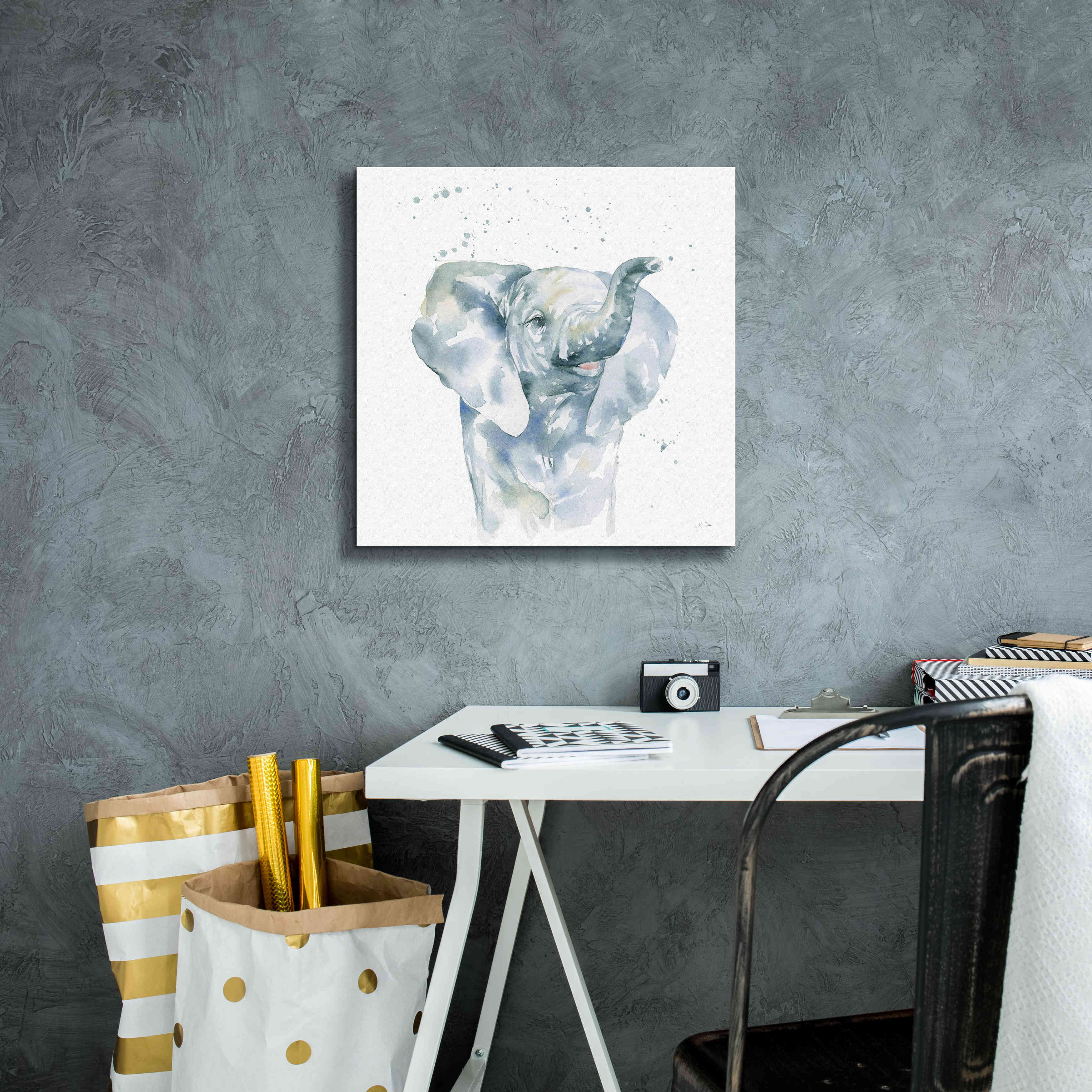 'Baby Elephant' by Katrina Pete, Giclee Canvas Wall Art,18x18
