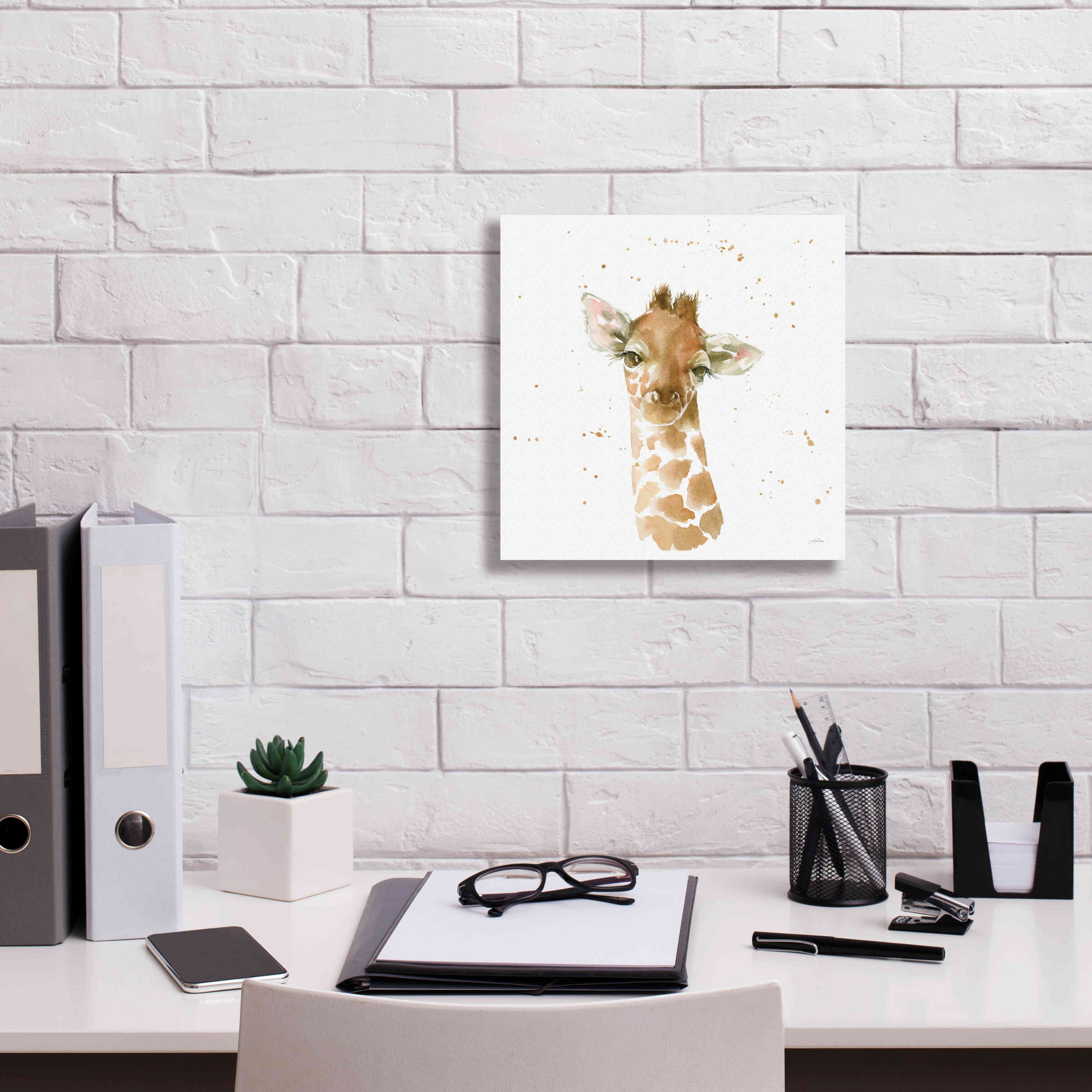 'Baby Giraffe' by Katrina Pete, Giclee Canvas Wall Art,12x12