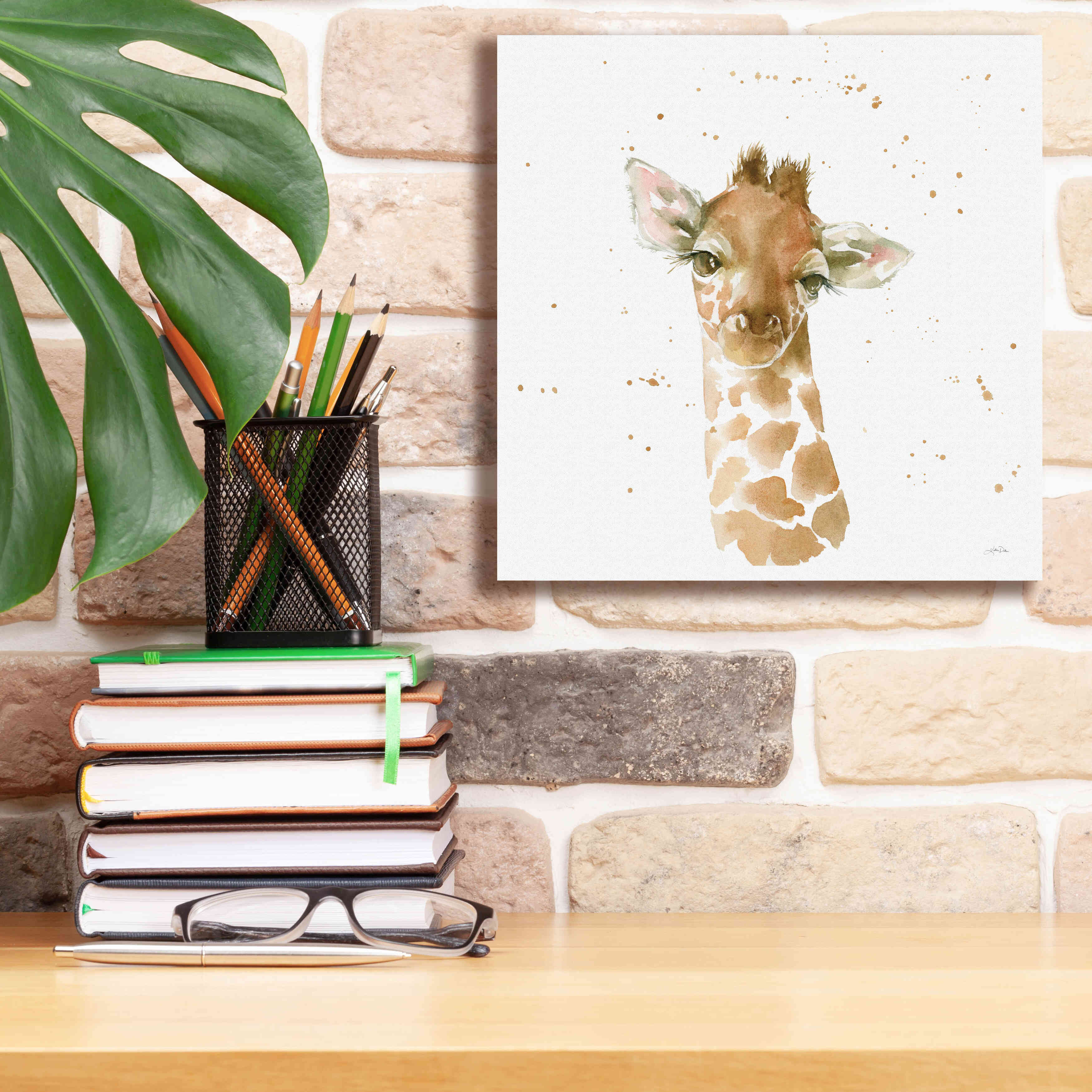 'Baby Giraffe' by Katrina Pete, Giclee Canvas Wall Art,12x12