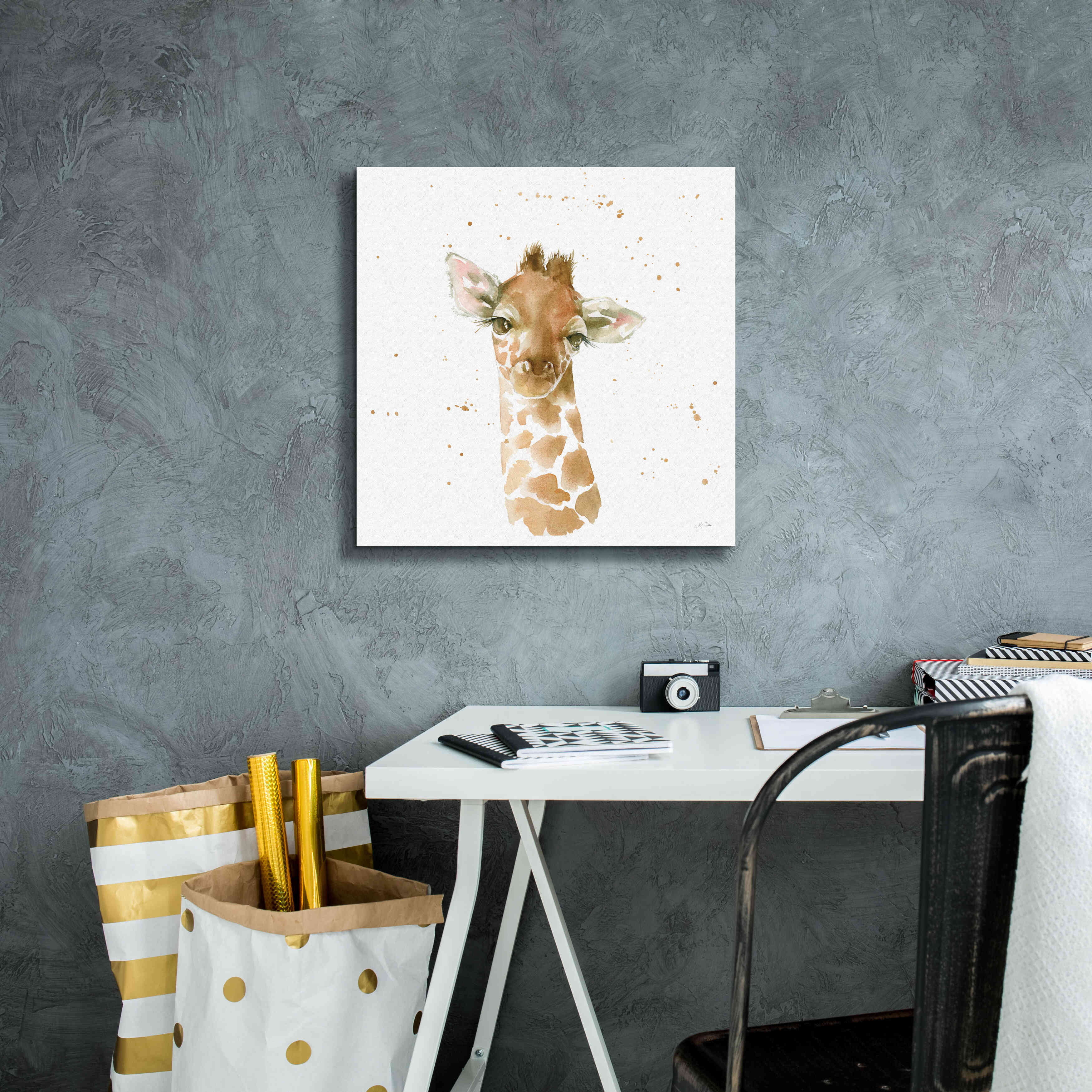 'Baby Giraffe' by Katrina Pete, Giclee Canvas Wall Art,18x18
