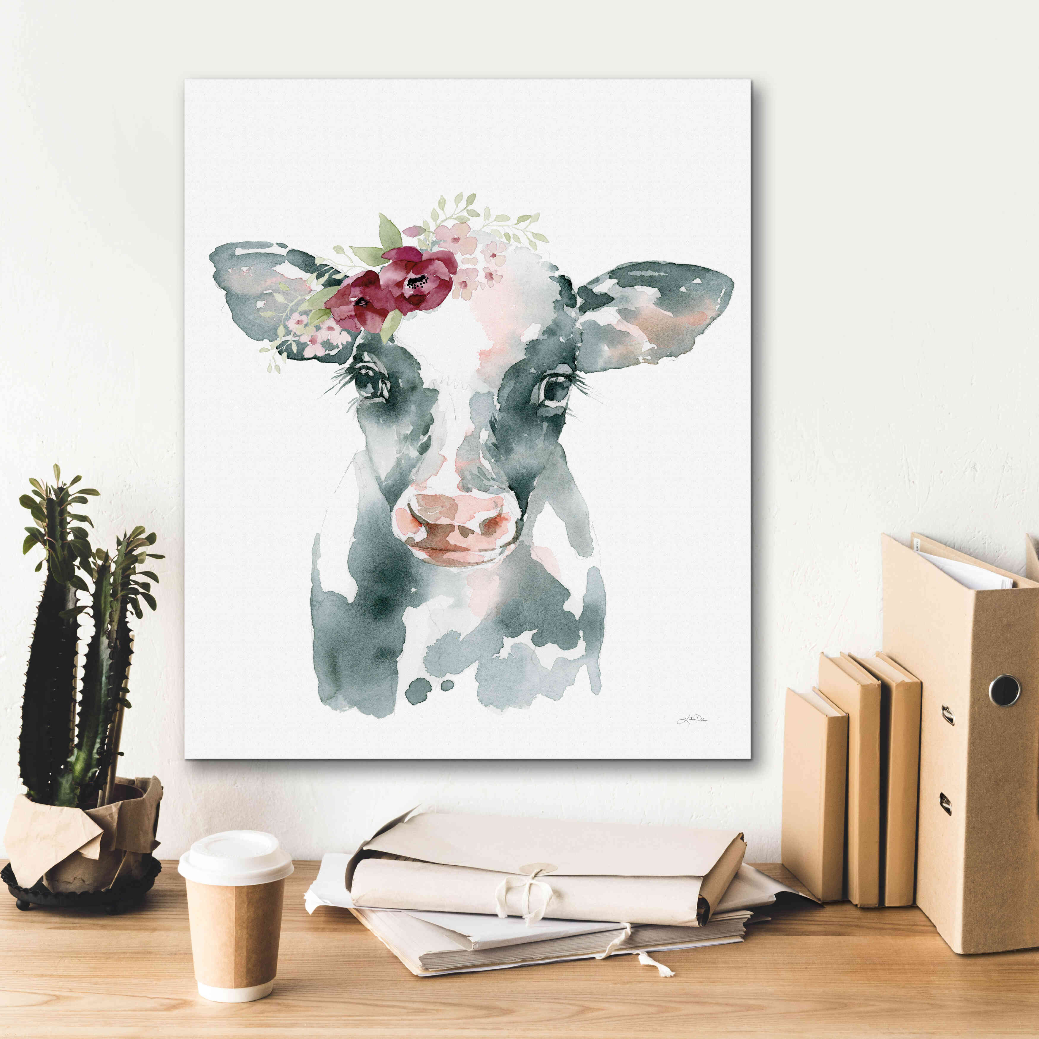 'Floral Cow' by Katrina Pete, Giclee Canvas Wall Art,20x24