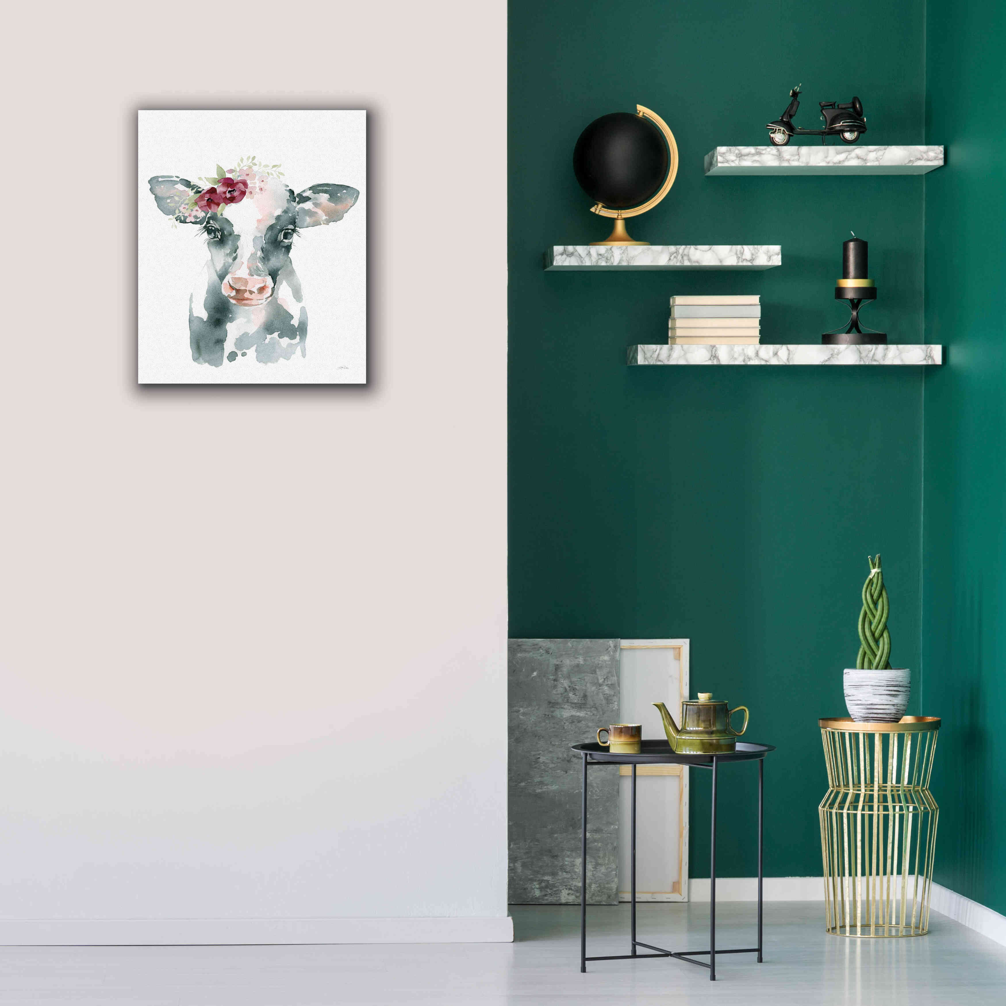 'Floral Cow' by Katrina Pete, Giclee Canvas Wall Art,20x24