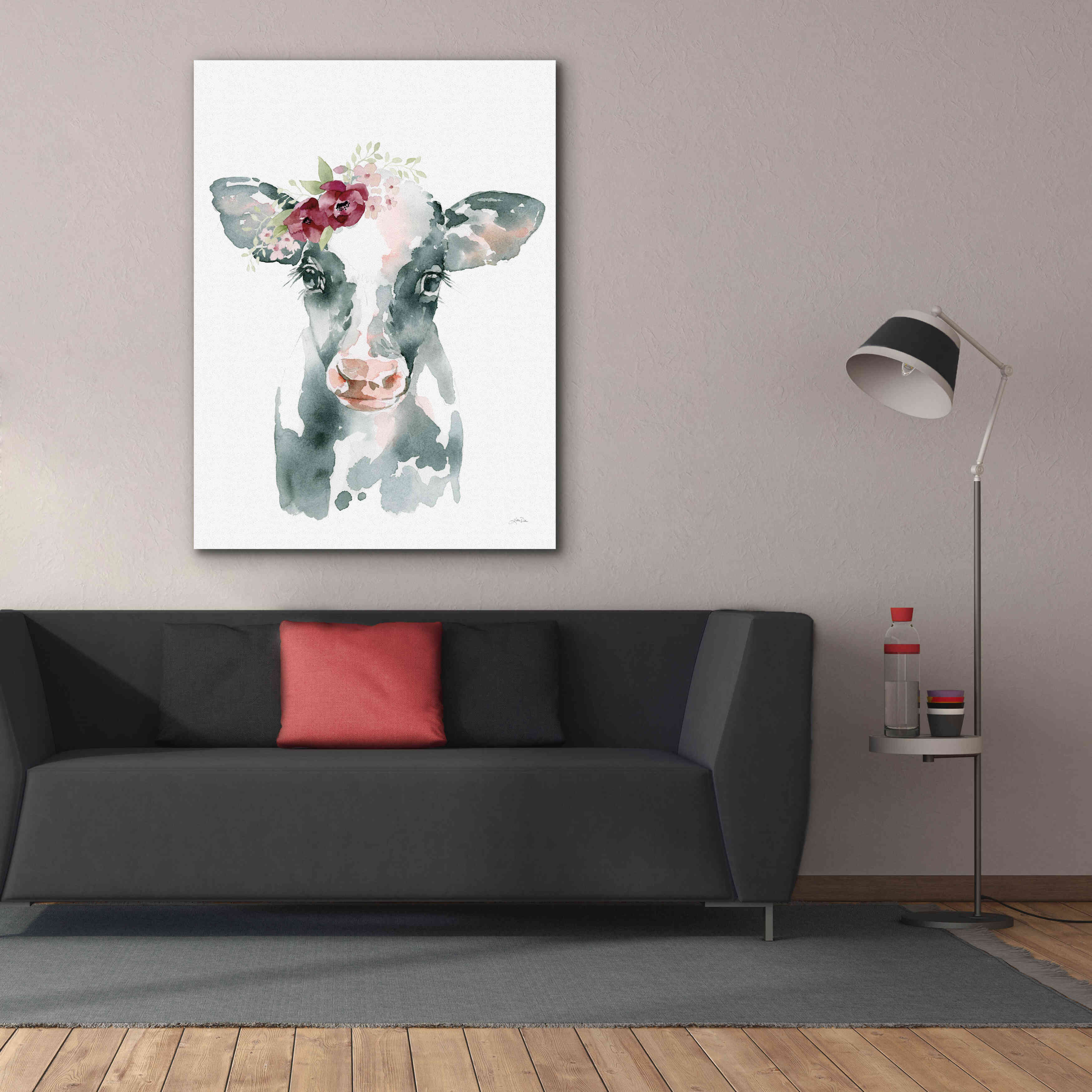 'Floral Cow' by Katrina Pete, Giclee Canvas Wall Art,40x54