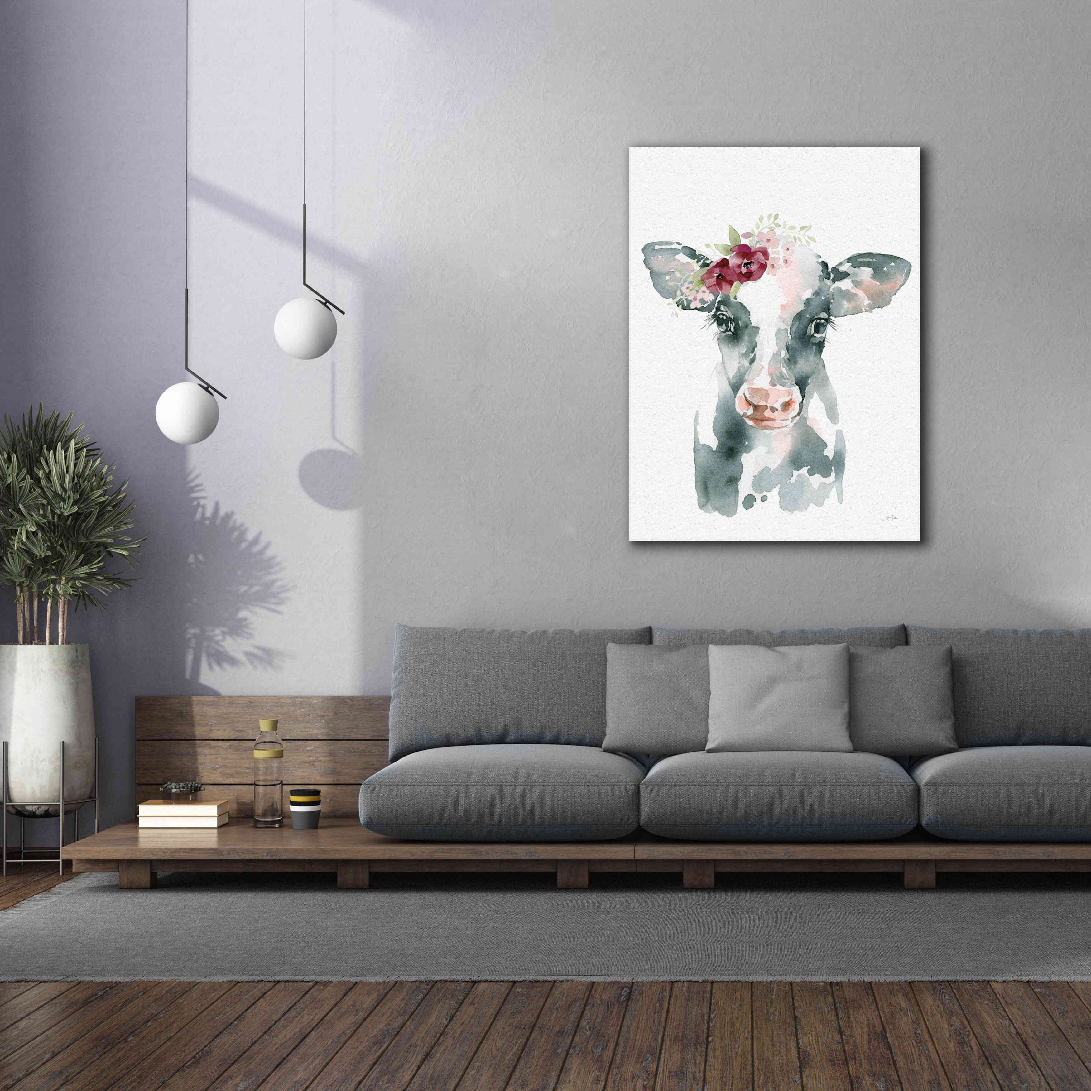 'Floral Cow' by Katrina Pete, Giclee Canvas Wall Art,40x54