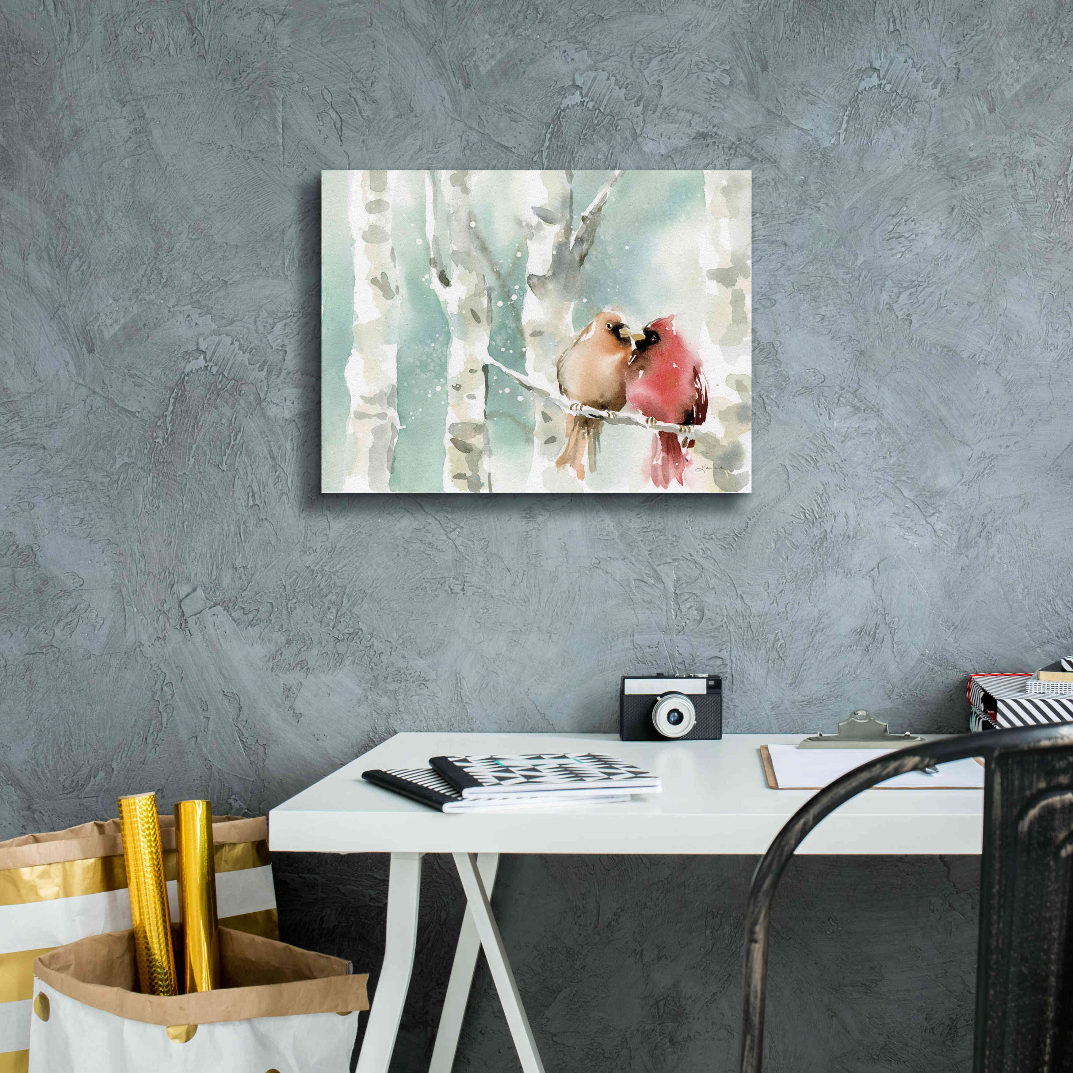 'Christmas Cardinals' by Katrina Pete, Giclee Canvas Wall Art,16x12