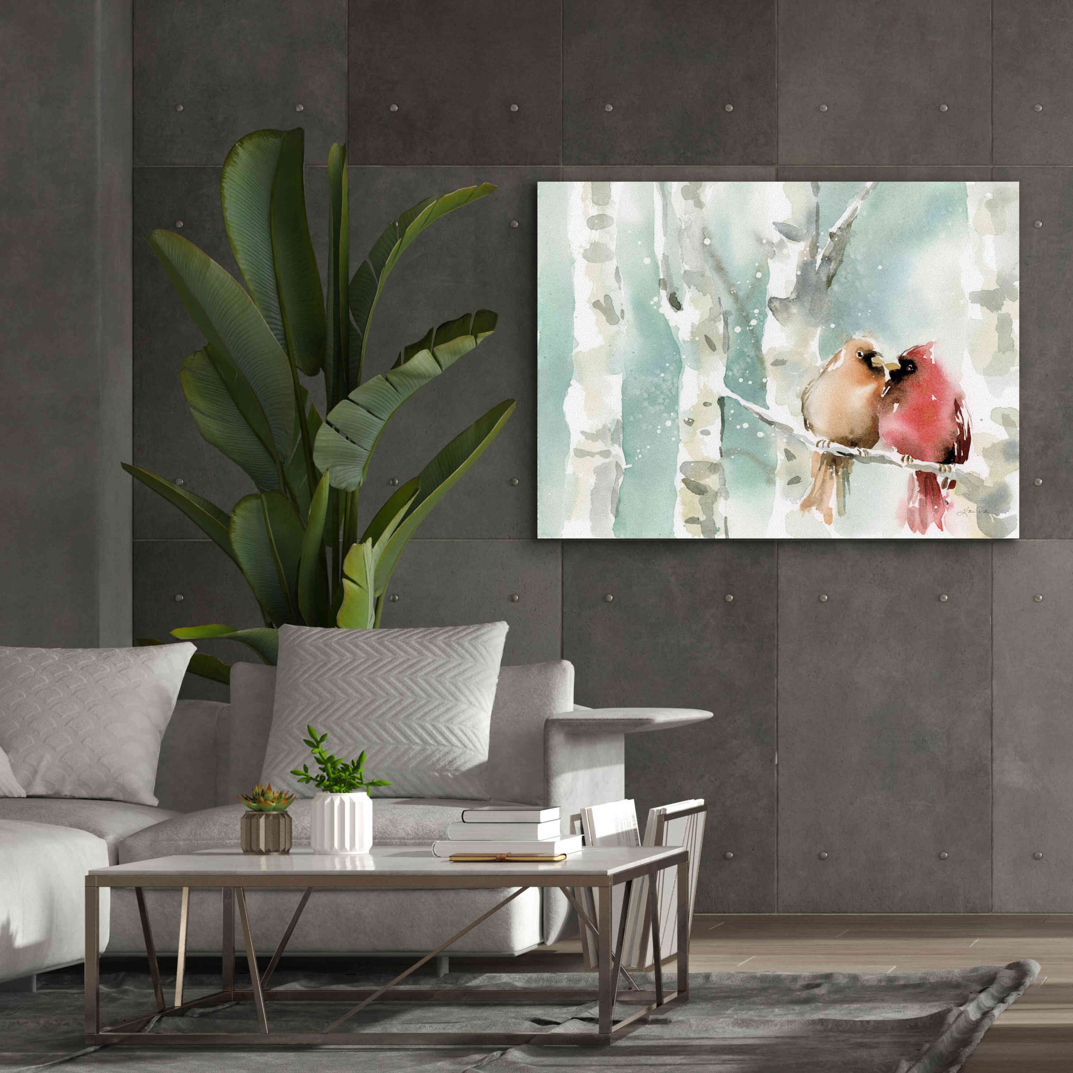 'Christmas Cardinals' by Katrina Pete, Giclee Canvas Wall Art,54x40